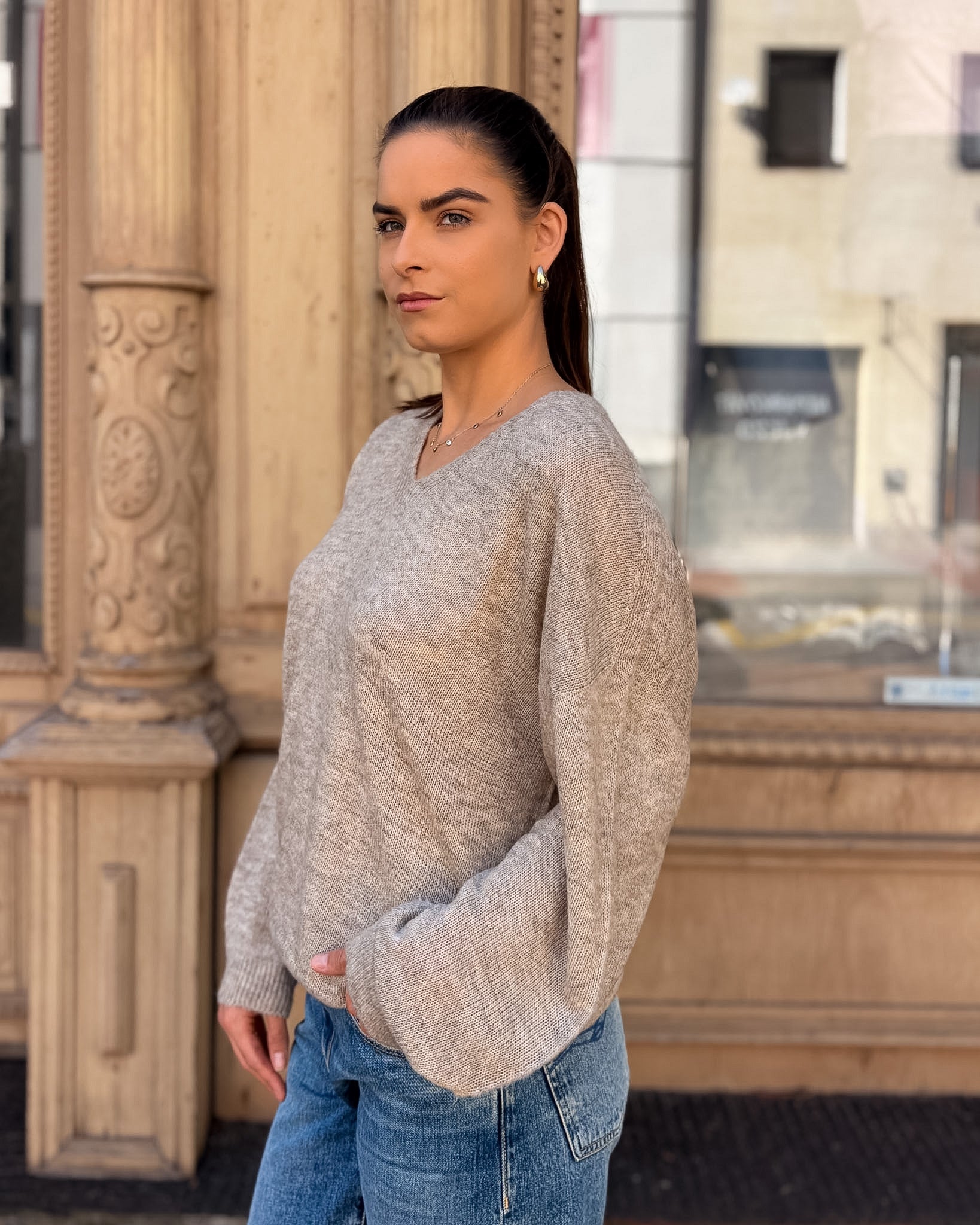 DAMENSTRICKPULLOVER VON REPLAY MIT V-AUSSCHNITT UND BALLONÄRMELN - DK0099 .000.723TQ