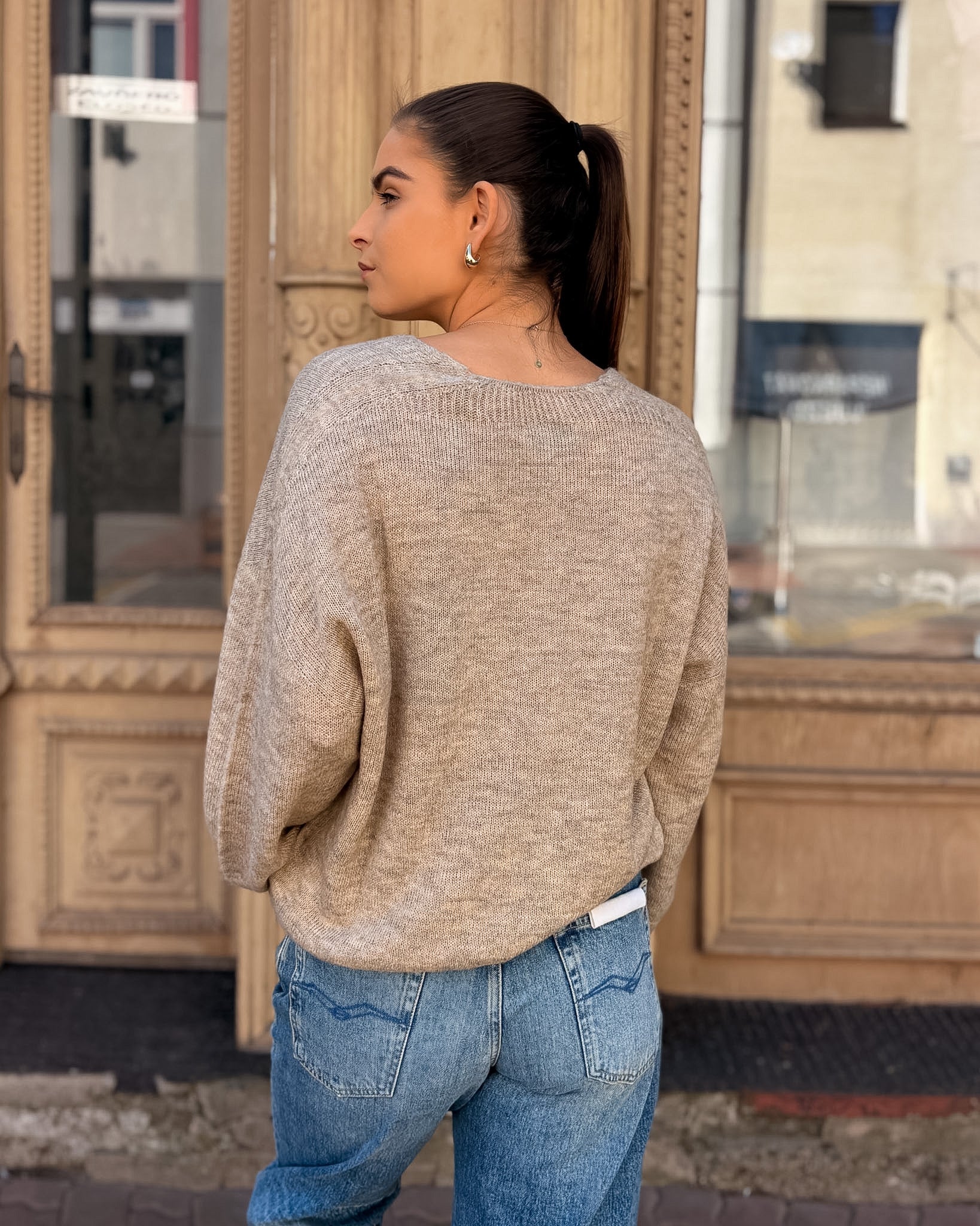 DAMENSTRICKPULLOVER VON REPLAY MIT V-AUSSCHNITT UND BALLONÄRMELN - DK0099 .000.723TQ