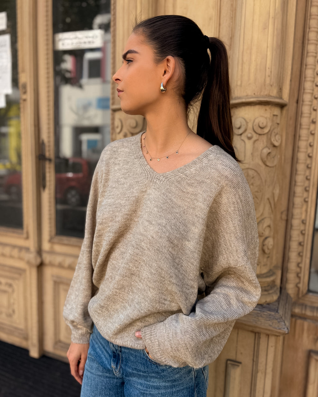 DAMENSTRICKPULLOVER VON REPLAY MIT V-AUSSCHNITT UND BALLONÄRMELN - DK0099 .000.723TQ