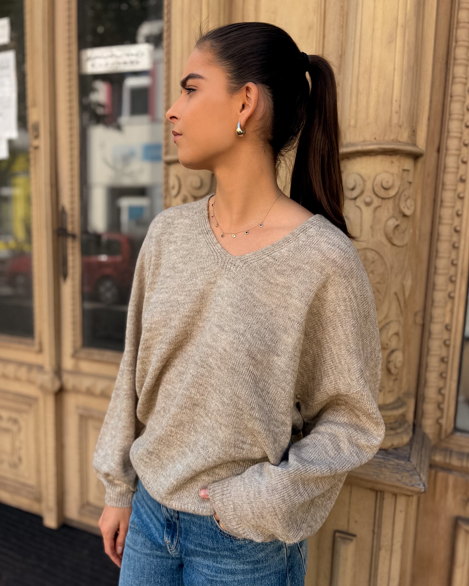 DAMENSTRICKPULLOVER VON REPLAY MIT V-AUSSCHNITT UND BALLONÄRMELN - DK0099 .000.723TQ