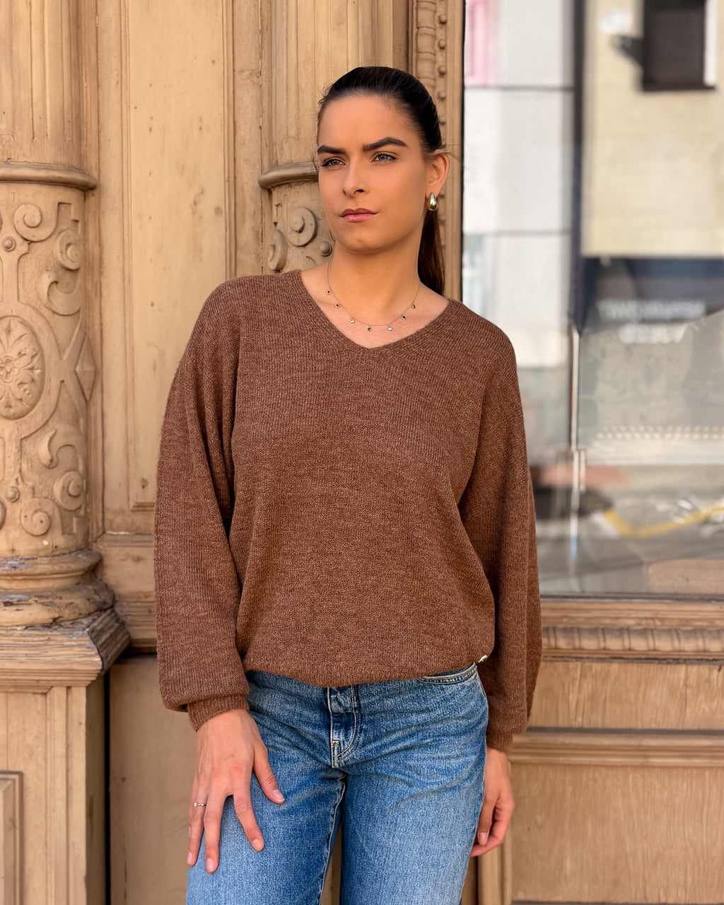 DAMENSTRICKPULLOVER VON REPLAY MIT V-AUSSCHNITT UND BALLONÄRMELN - DK0099 .000.723TQ