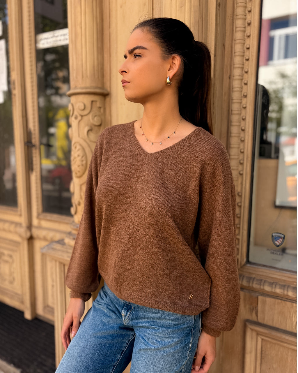 DAMENSTRICKPULLOVER VON REPLAY MIT V-AUSSCHNITT UND BALLONÄRMELN - DK0099 .000.723TQ