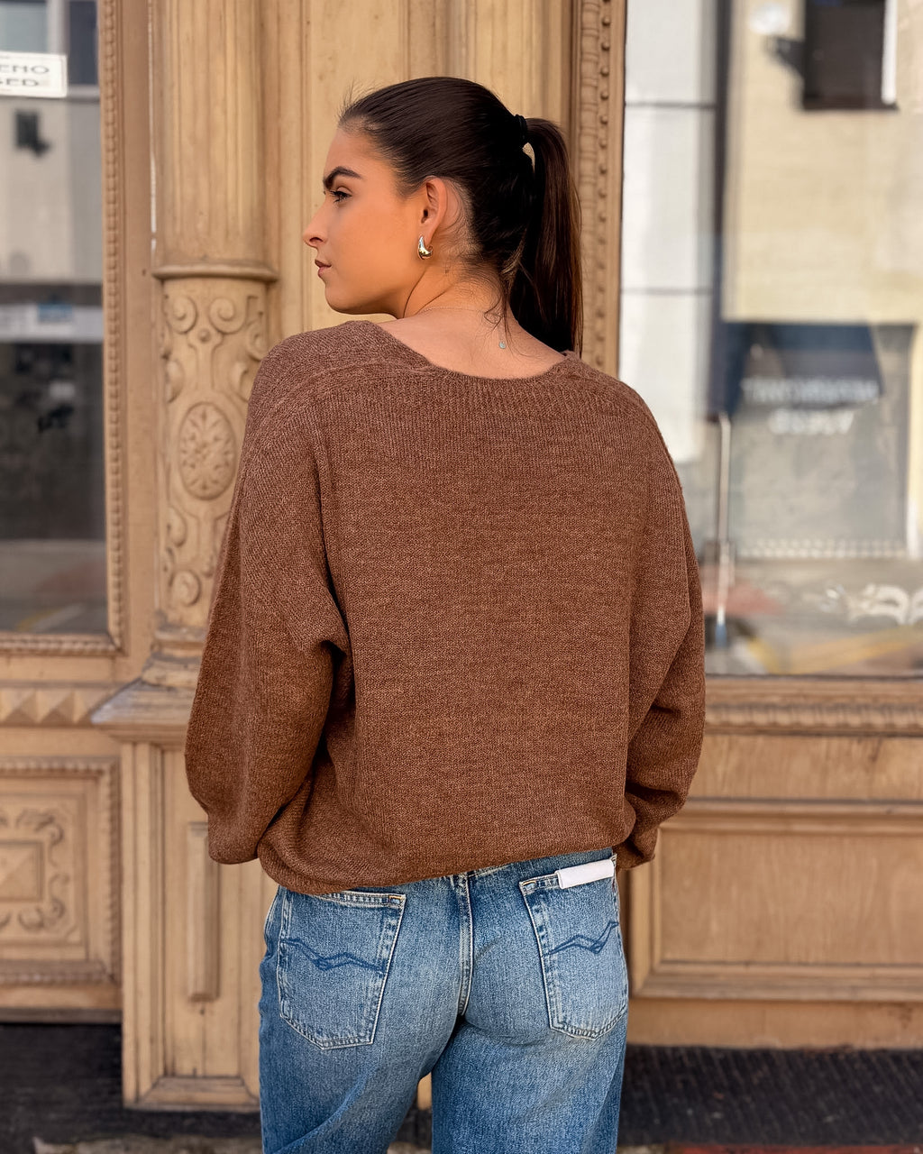 DAMENSTRICKPULLOVER VON REPLAY MIT V-AUSSCHNITT UND BALLONÄRMELN - DK0099 .000.723TQ