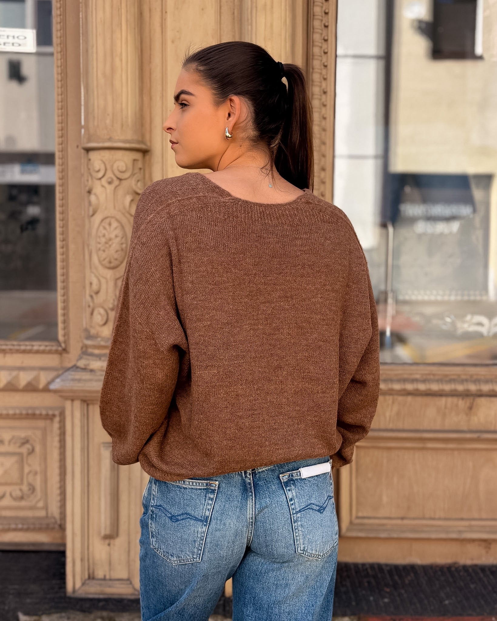 DAMENSTRICKPULLOVER VON REPLAY MIT V-AUSSCHNITT UND BALLONÄRMELN - DK0099 .000.723TQ