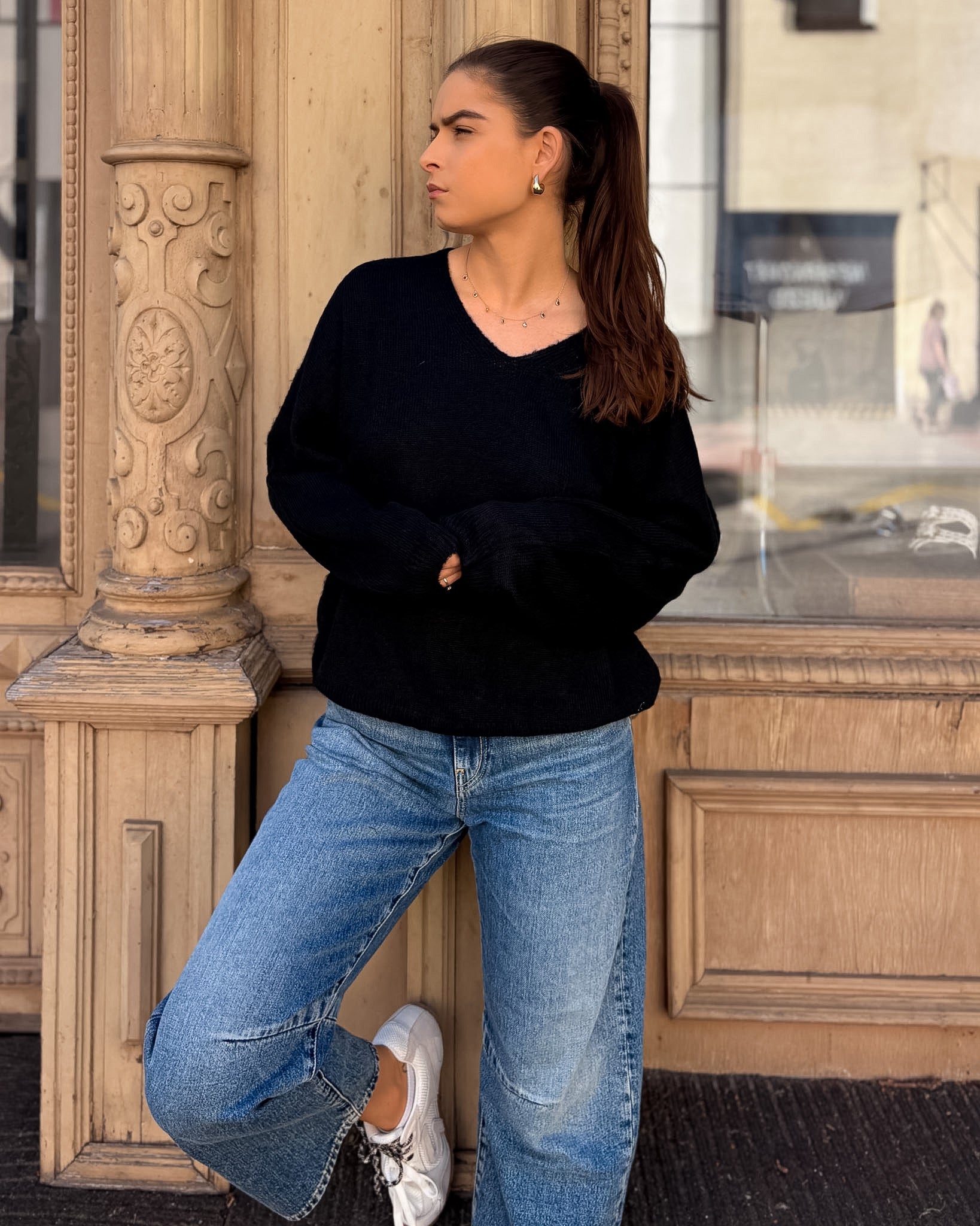 DAMENSTRICKPULLOVER VON REPLAY MIT V-AUSSCHNITT UND BALLONÄRMELN - DK0099 .000.723TQ