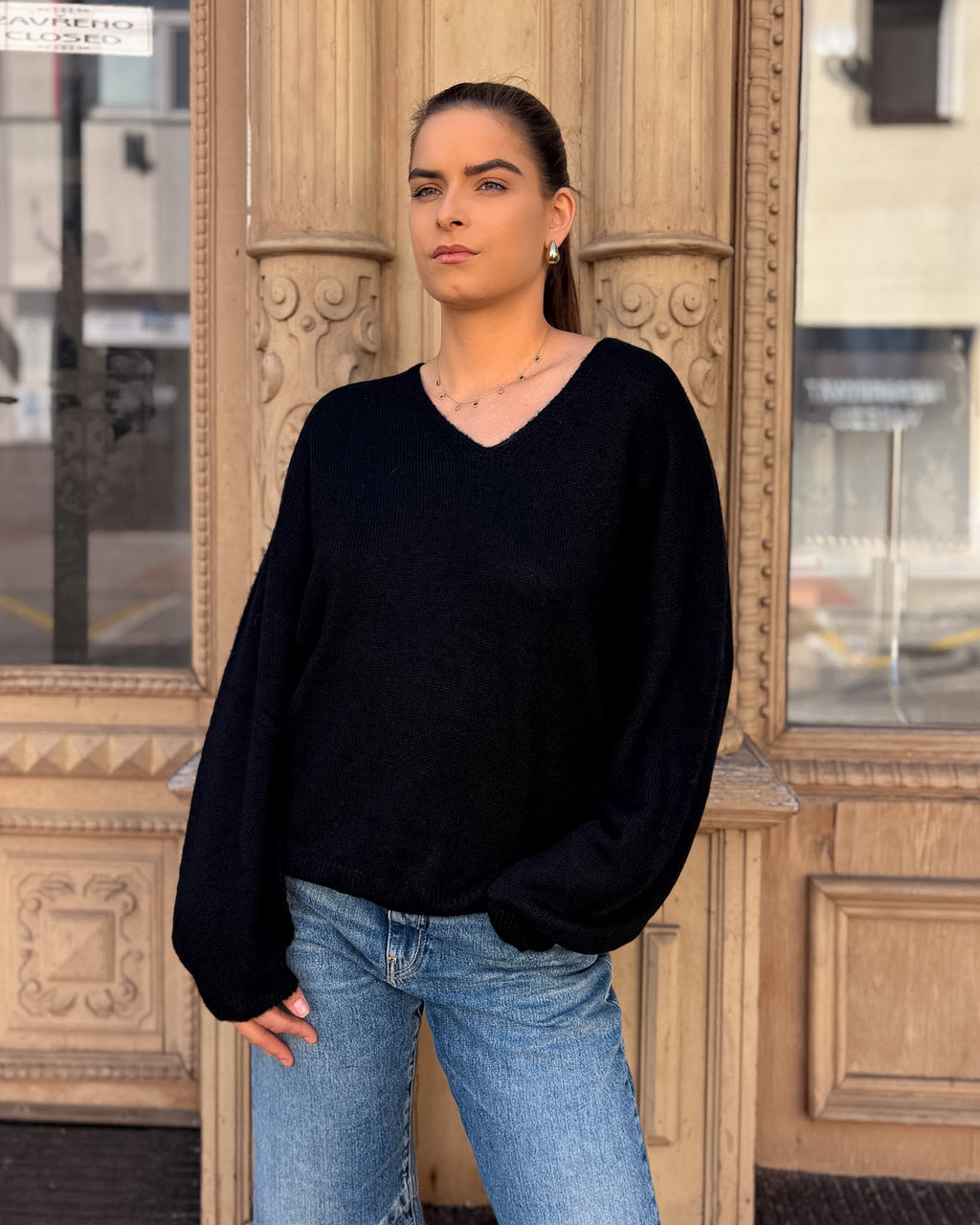 DAMENSTRICKPULLOVER VON REPLAY MIT V-AUSSCHNITT UND BALLONÄRMELN - DK0099 .000.723TQ