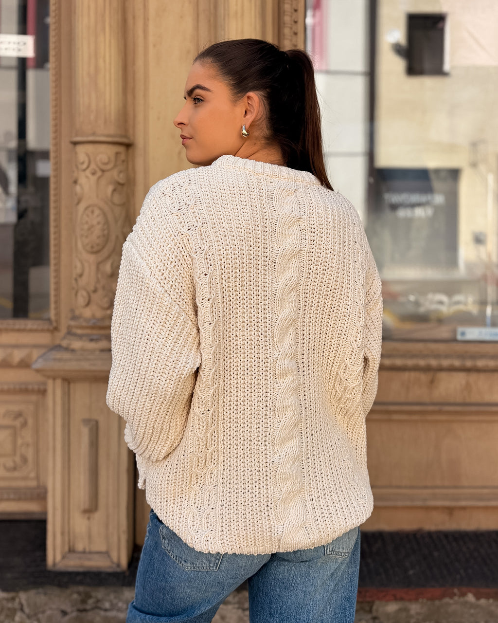 DAMENSTRICKPULLOVER REPLAY MIT ZOPFMUSTER UND VOLANTMANSCHETTEN
