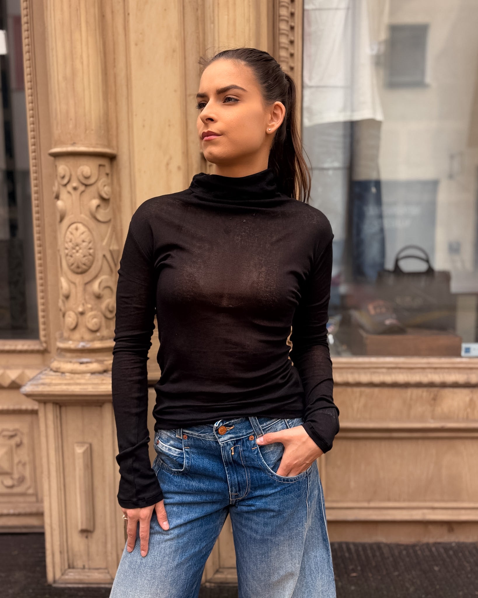 DÁMSKÉ TRIČKO REPLAY S DLOUHÝM RUKÁVEM A ROLÁKEM