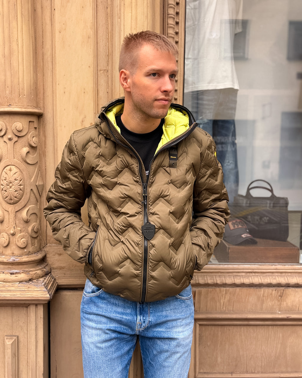 HERREN-DAUNENJACKE BLAUER MIT STEPPUNG UND KONTRASTFUTTER - 26WBLUC03233007308