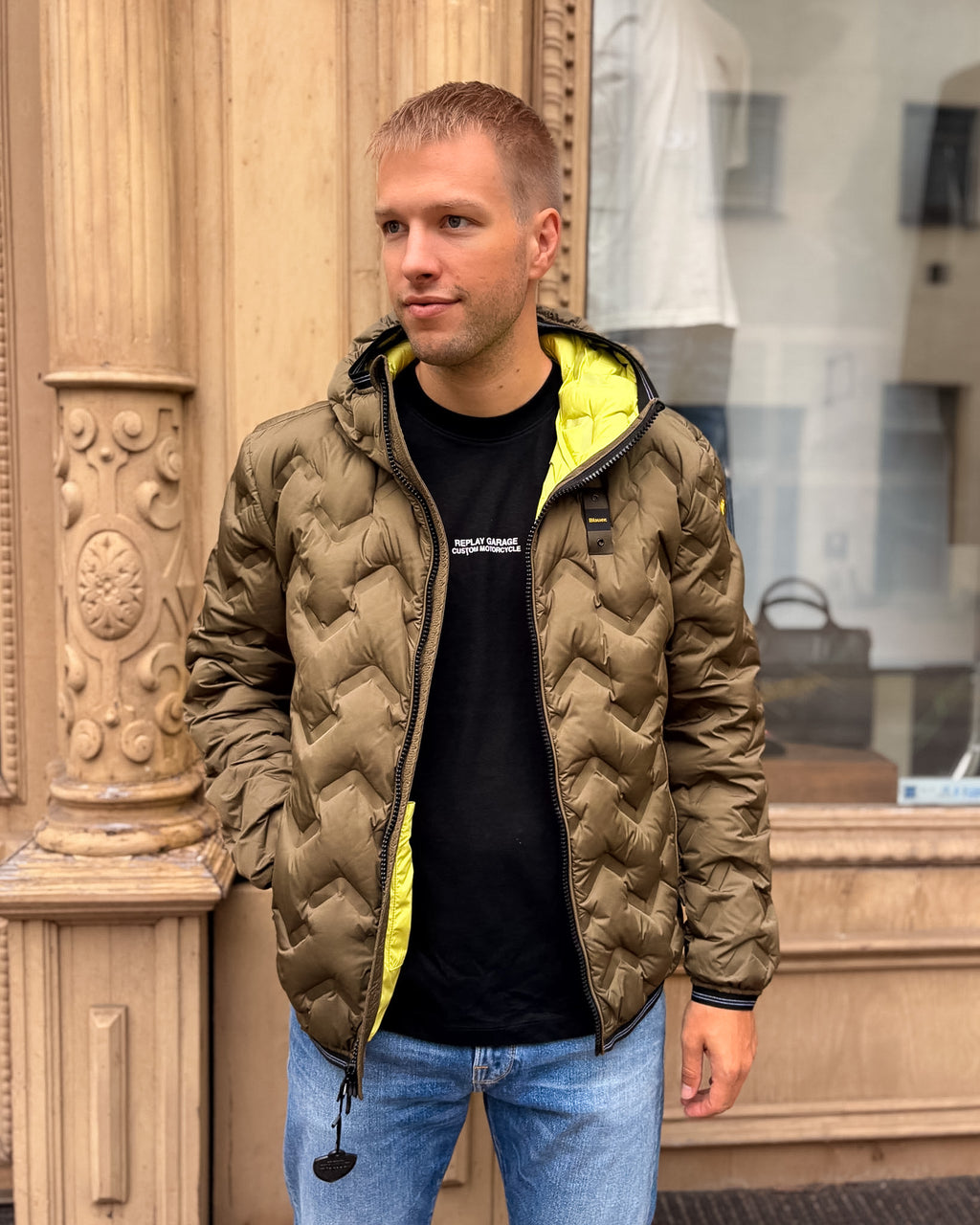 HERREN-DAUNENJACKE BLAUER MIT STEPPUNG UND KONTRASTFUTTER - 26WBLUC03233007308