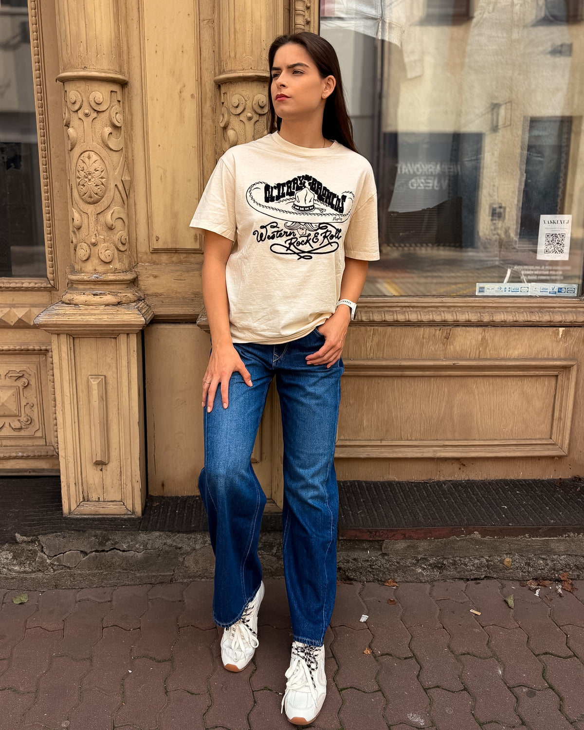 DÁMSKÉ OVERSIZED TRIČKO REPLAY S WESTERNOVÝM MOTIVEM - W08NU .000.00L00G