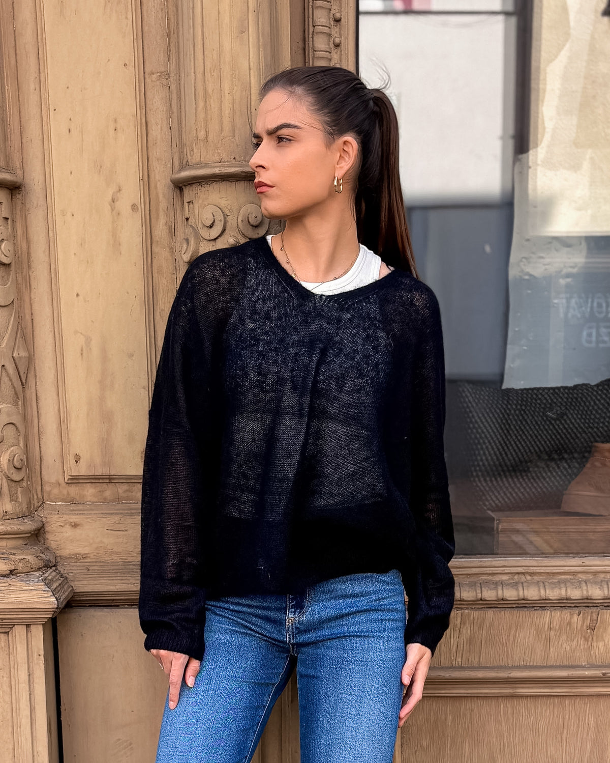 REPLAY DAMEN-PULLOVER MIT V-AUSSCHNITT