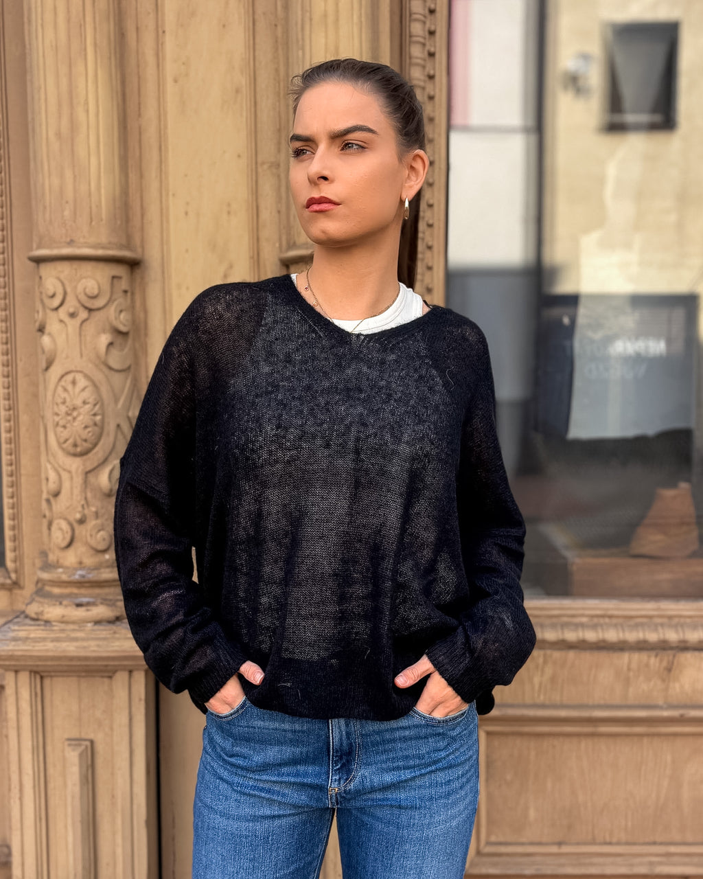 REPLAY DAMEN-PULLOVER MIT V-AUSSCHNITT