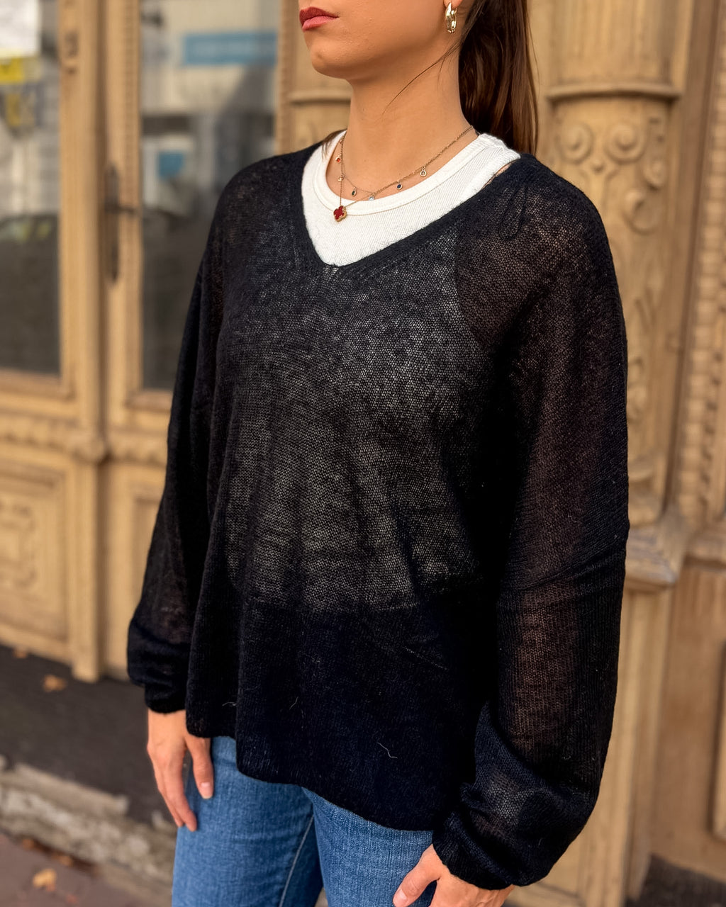 REPLAY DAMEN-PULLOVER MIT V-AUSSCHNITT