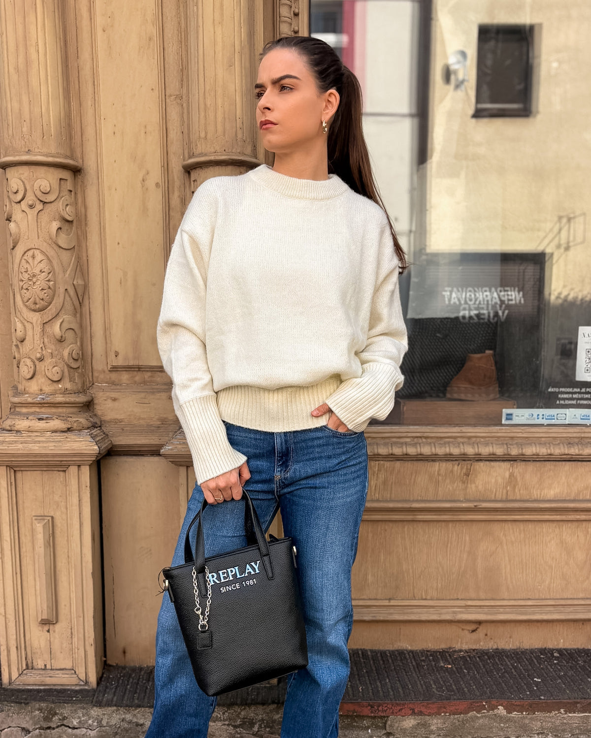 REPLAY DAMEN-OVERSIZED-PULLOVER MIT RUNDAUSSCHNITT