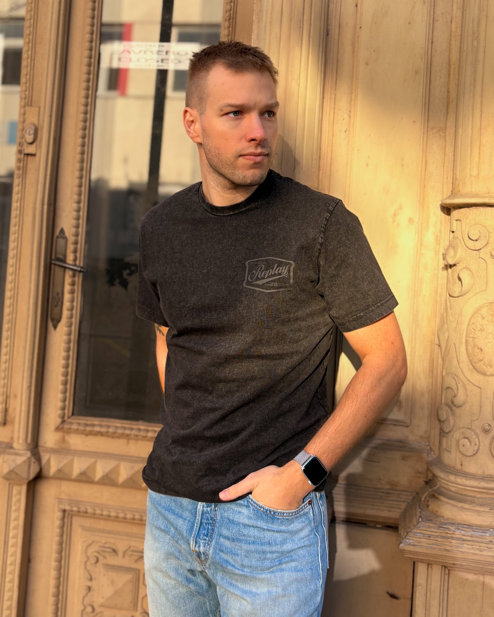 PÁNSKÉ TRIČKO REPLAY S GARAGE POTISKEM 