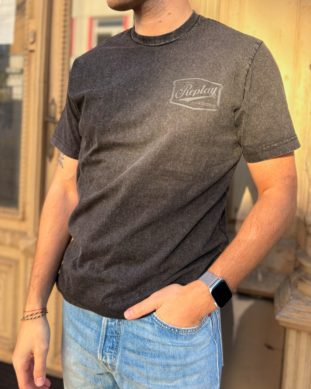 FÉRFI REPLAY PÓLÓ GARÁZS MINTÁVAL