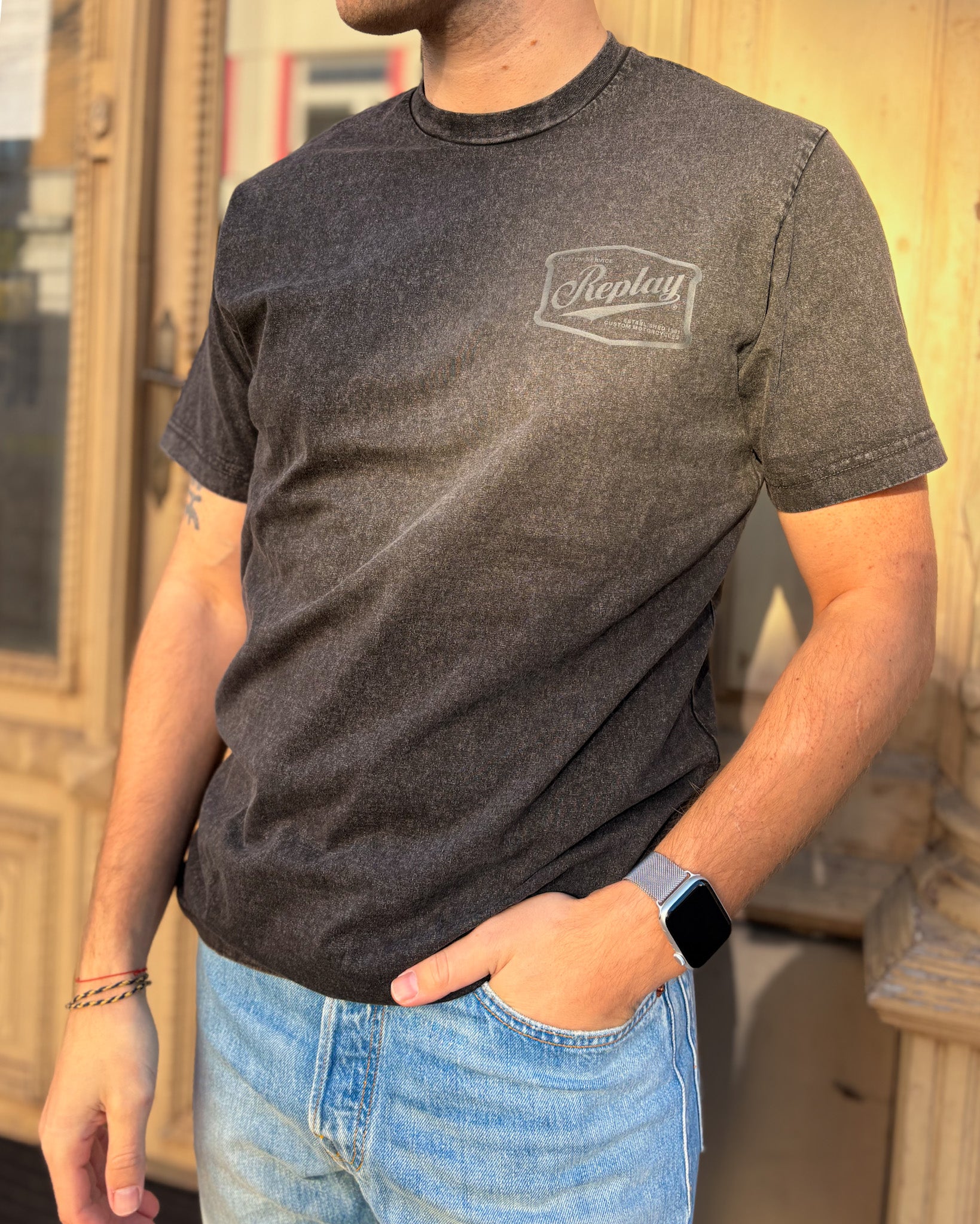 PÁNSKÉ TRIČKO REPLAY S GARAGE POTISKEM 