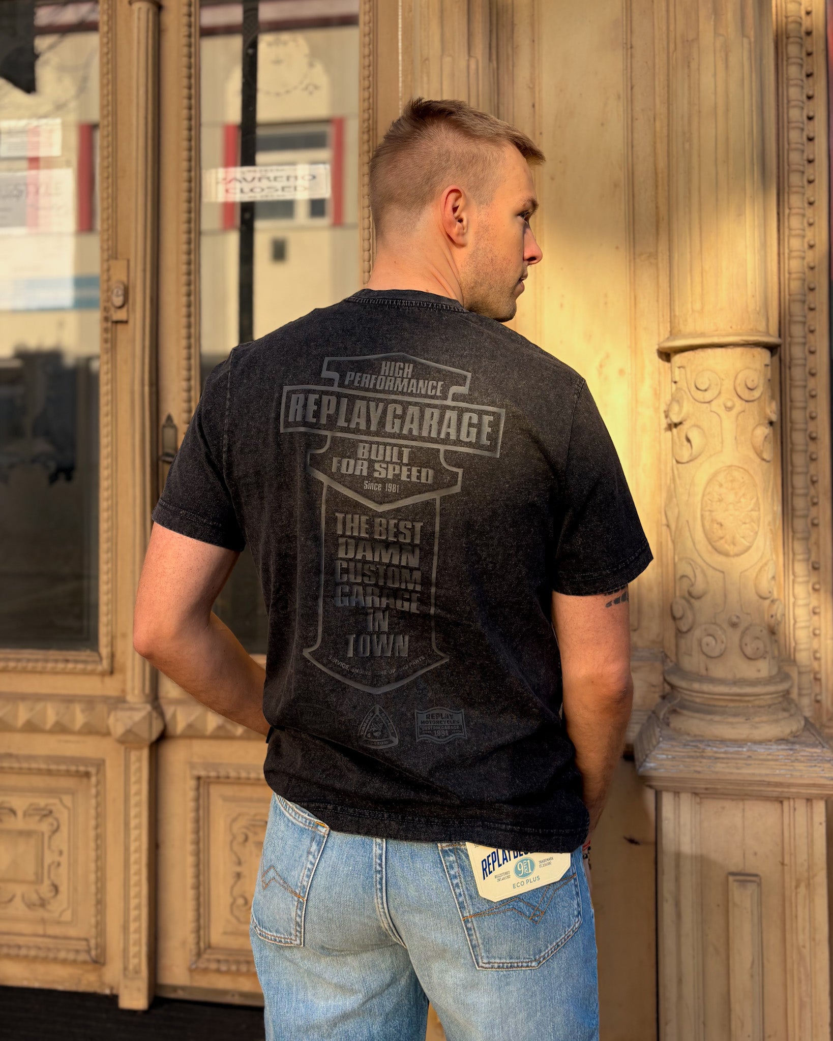PÁNSKÉ TRIČKO REPLAY S GARAGE POTISKEM 