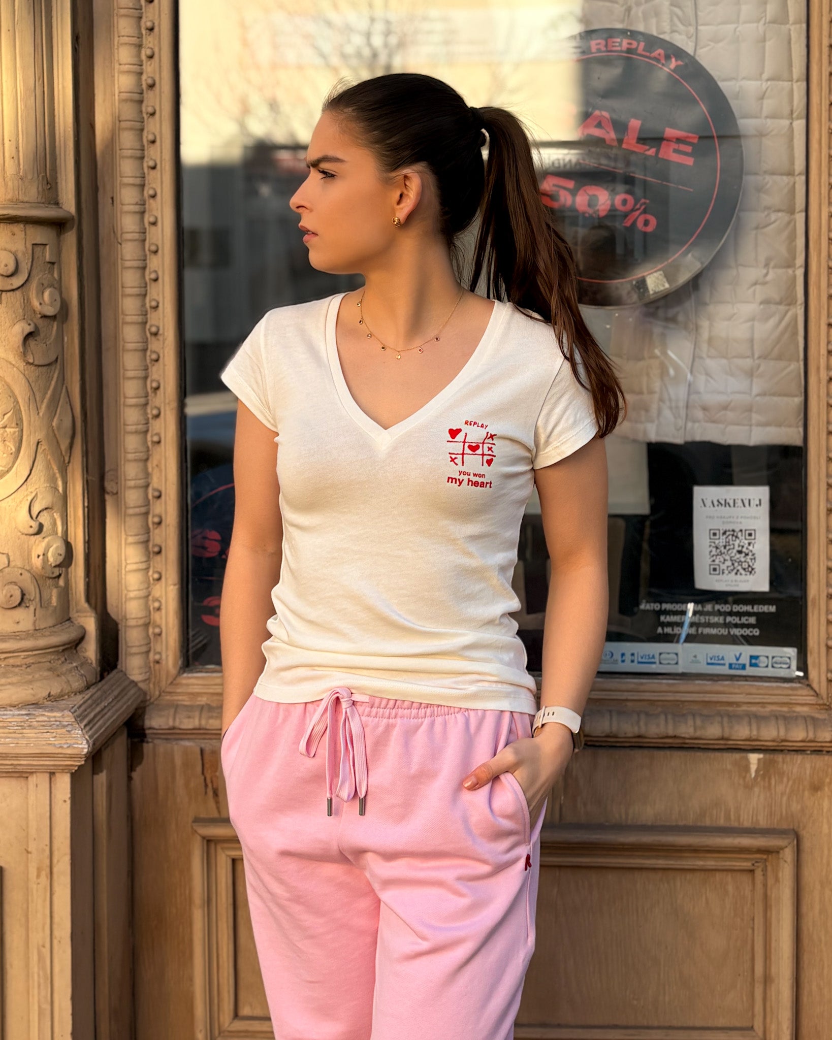DÁMSKÉ TRIČKO REPLAY S POTISKEM “YOU WON MY HEART”