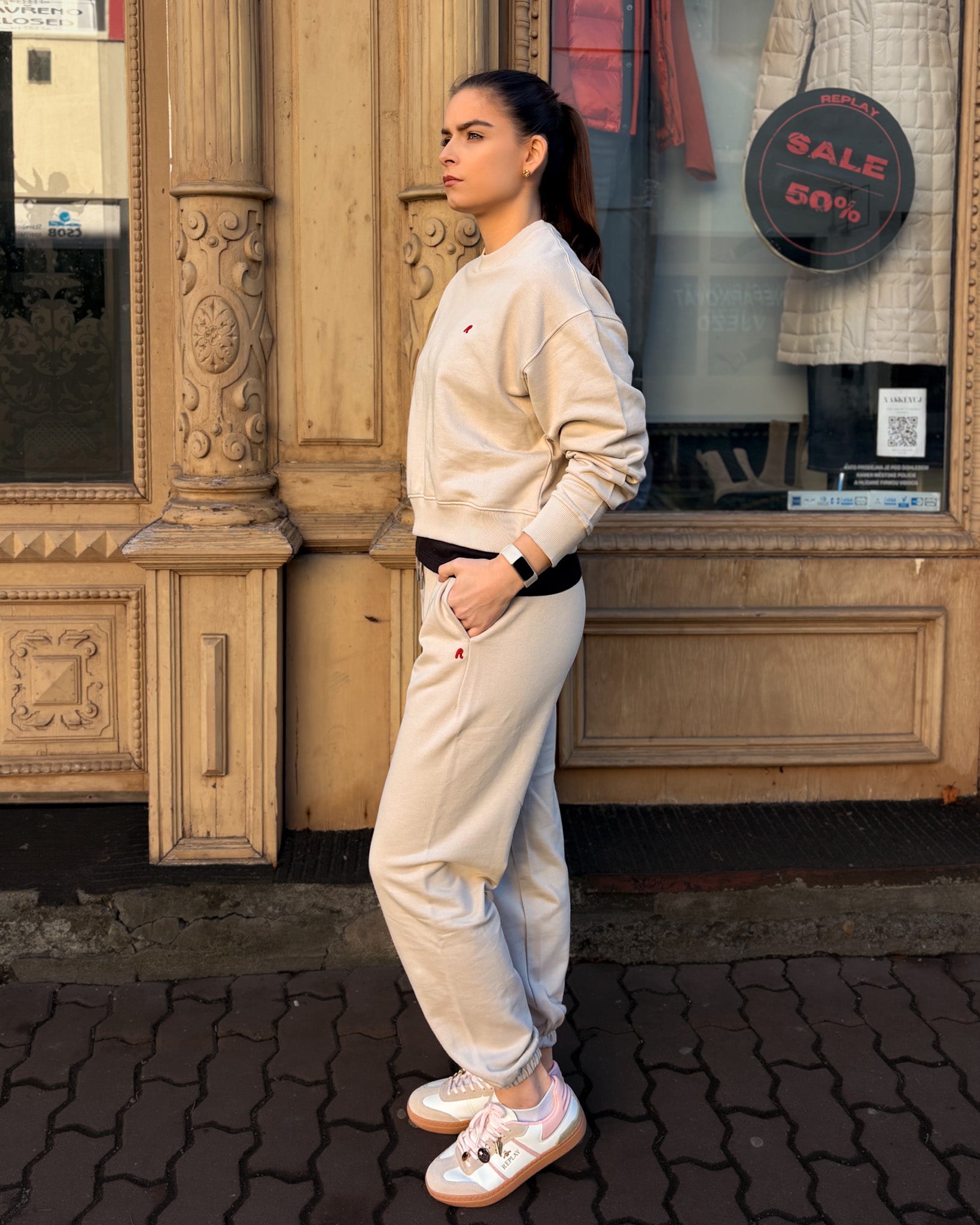 DÁMSKÉ TEPLÁKOVÉ KALHOTY REPLAY S MANŽETAMI 