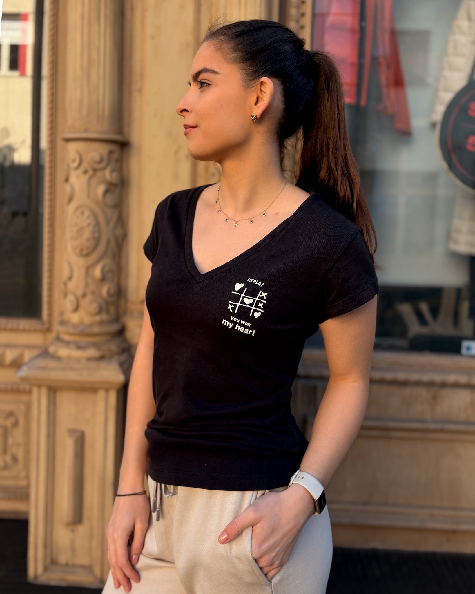 DÁMSKÉ TRIČKO REPLAY S POTISKEM “YOU WON MY HEART”