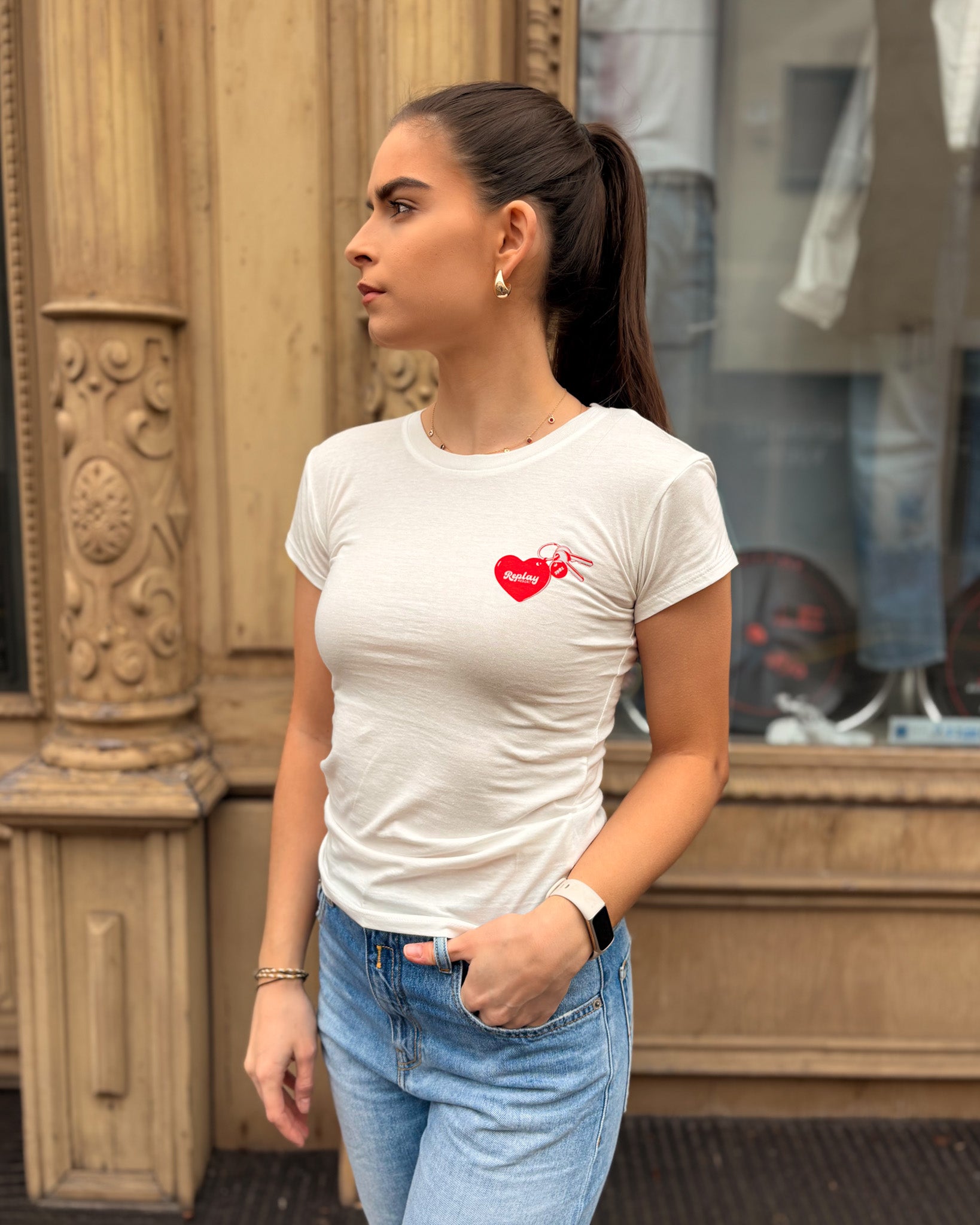 DÁMSKÉ TRIČKO REPLAY S POTISKEM NA HRUDI