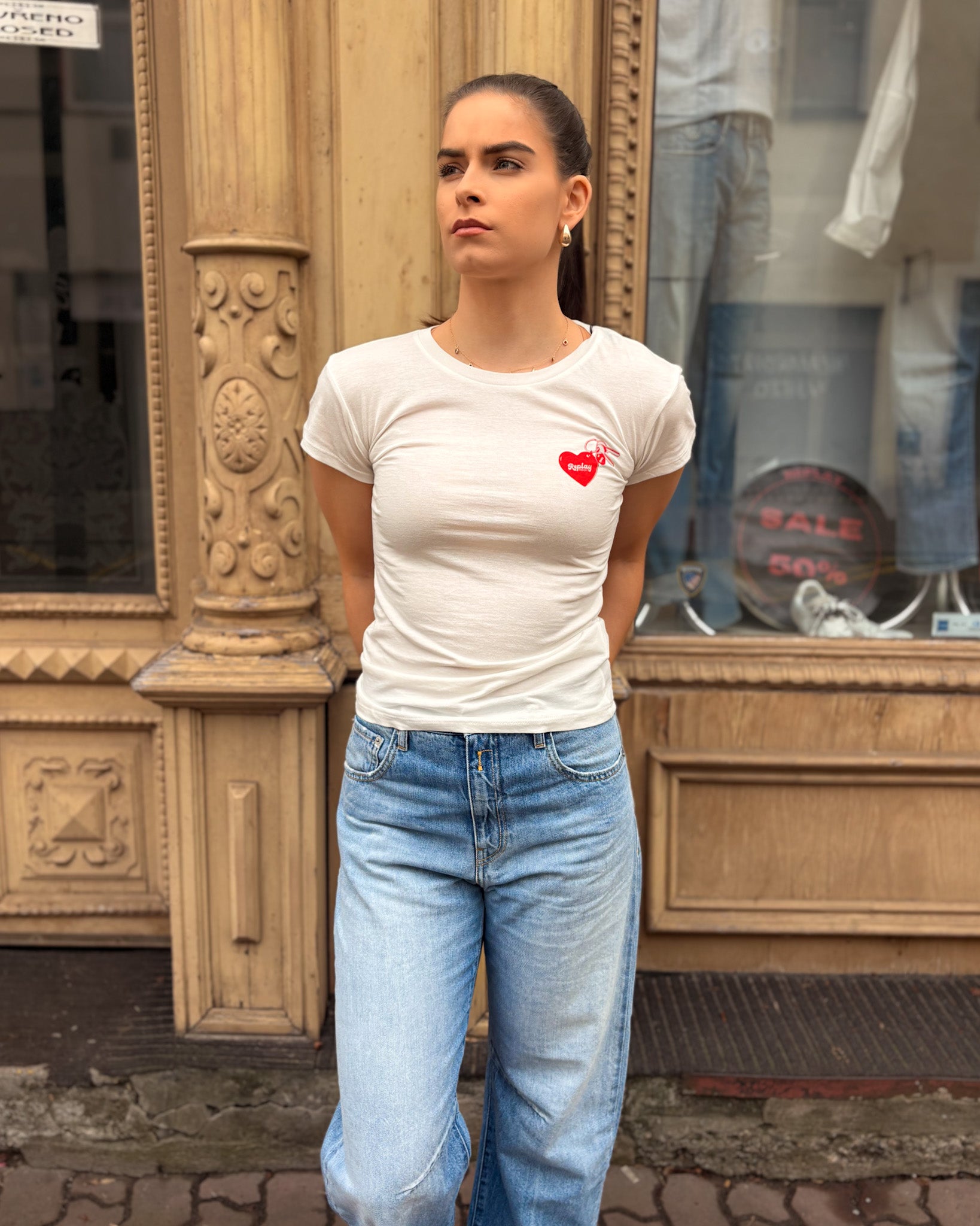 DÁMSKÉ TRIČKO REPLAY S POTISKEM NA HRUDI