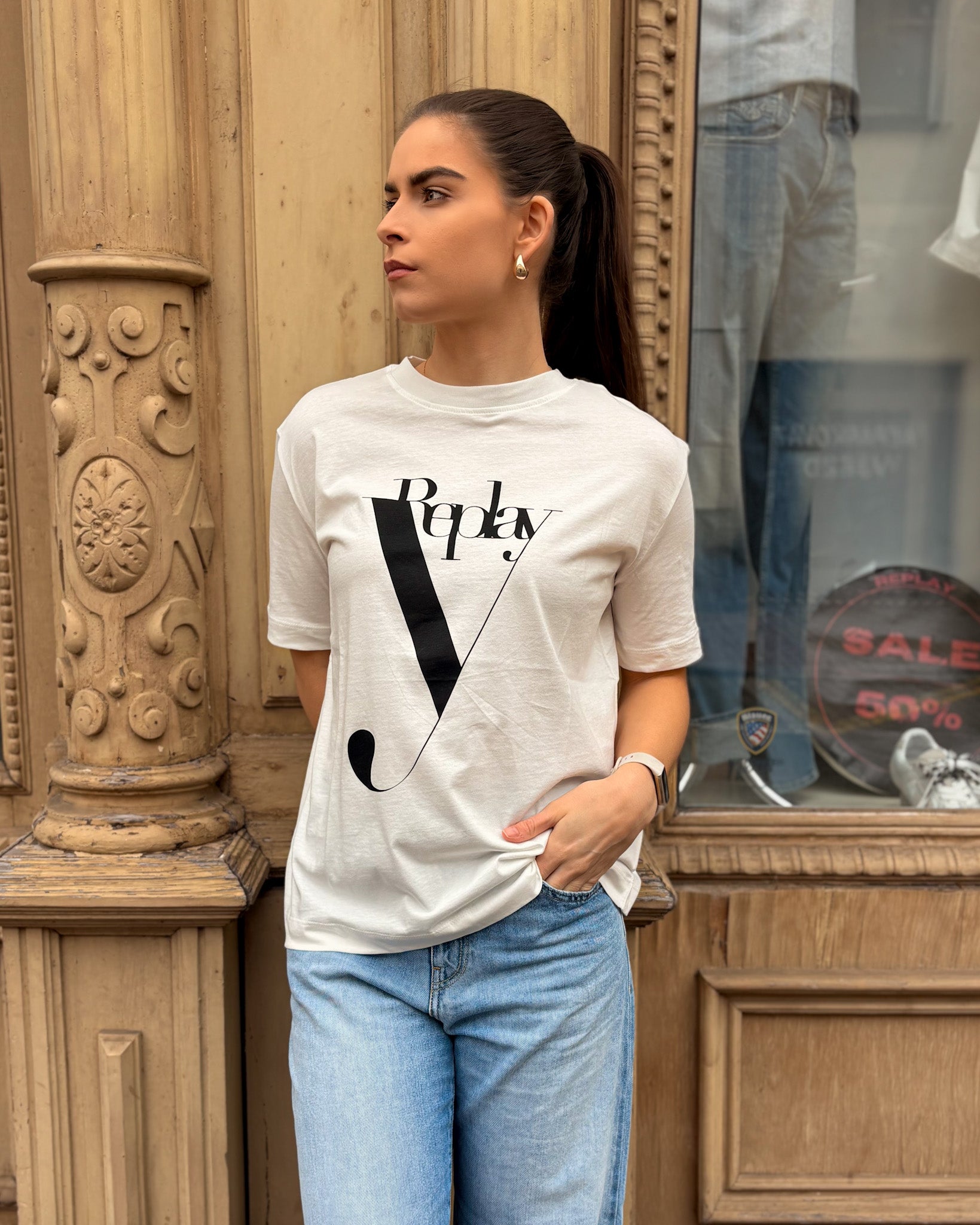 DÁMSKÉ TRIČKO REPLAY S POTISKEM NA HRUDI 