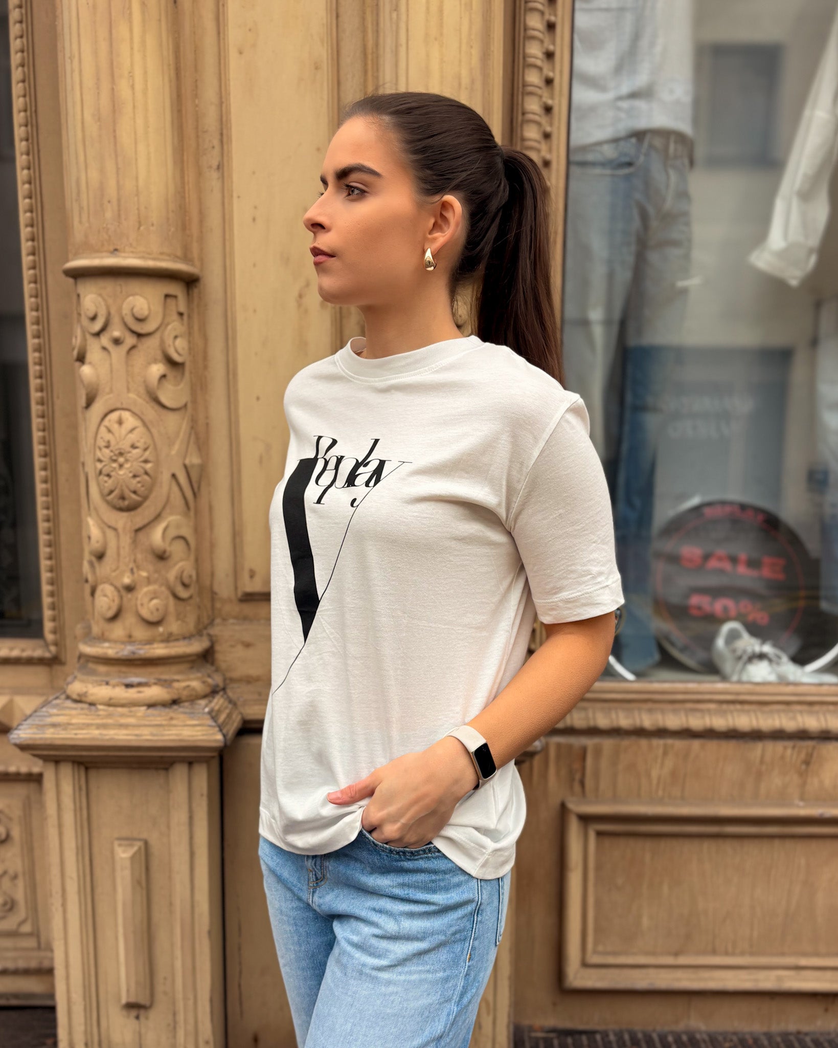 DÁMSKÉ TRIČKO REPLAY S POTISKEM NA HRUDI 