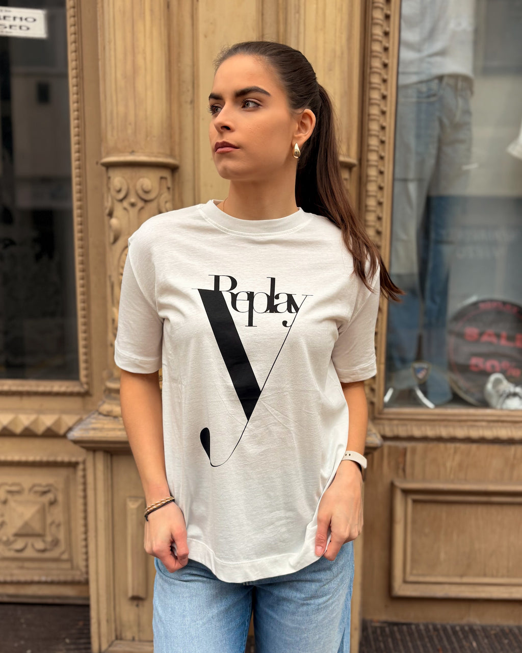 DÁMSKÉ TRIČKO REPLAY S POTISKEM NA HRUDI 