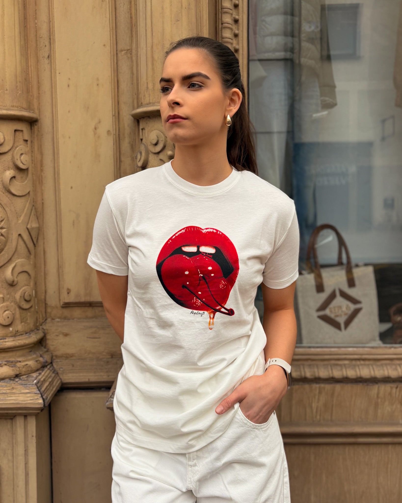 DÁMSKÉ TRIČKO REPLAY S POTISKEM RTŮ