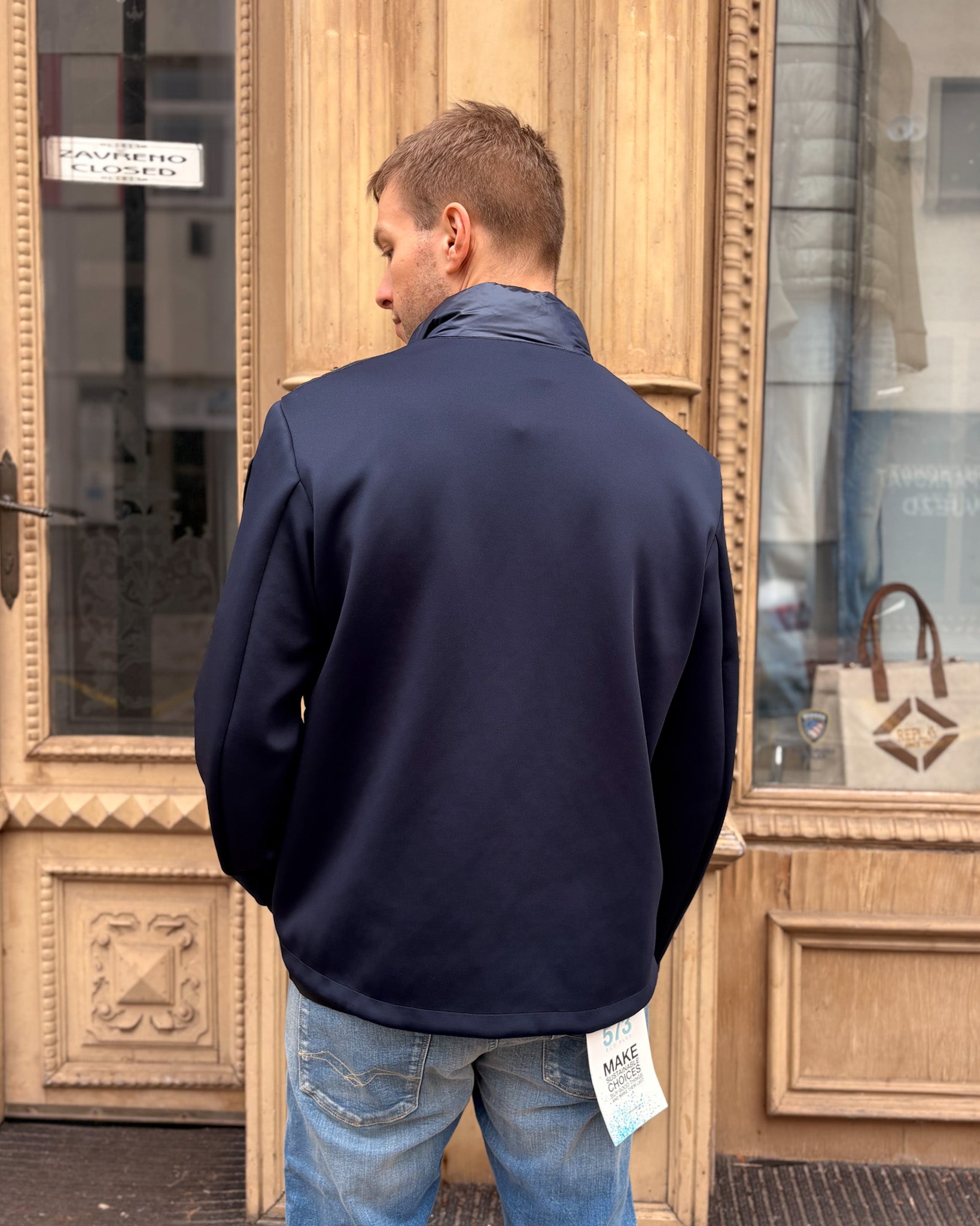 MEN'S BLAUER BOMBER JACKET WITH HORIZONTAL STITCHING 