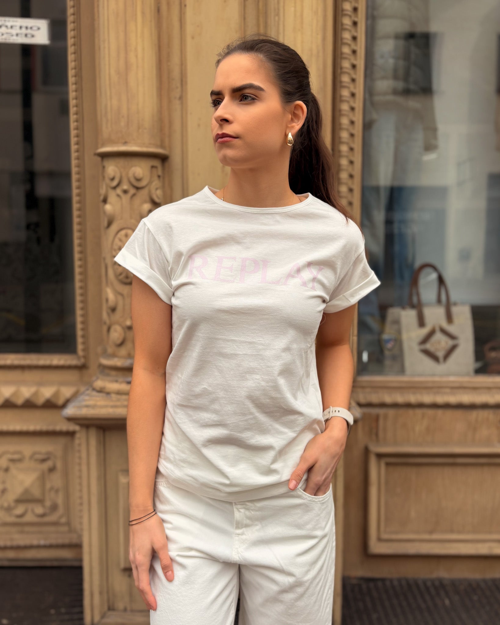 DÁMSKÉ TRIČKO REPLAY S POTISKEM NA HRUDI 