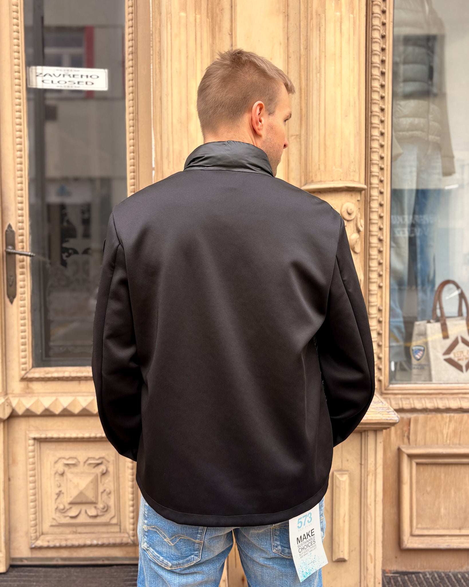 MEN'S BLAUER BOMBER JACKET WITH HORIZONTAL STITCHING 