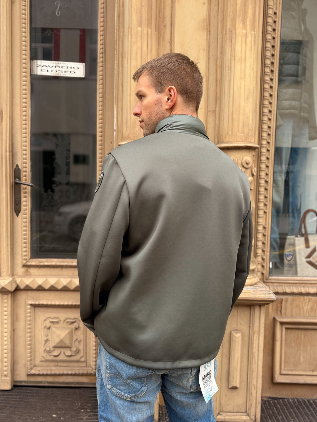 MEN'S BLAUER BOMBER JACKET WITH HORIZONTAL STITCHING 