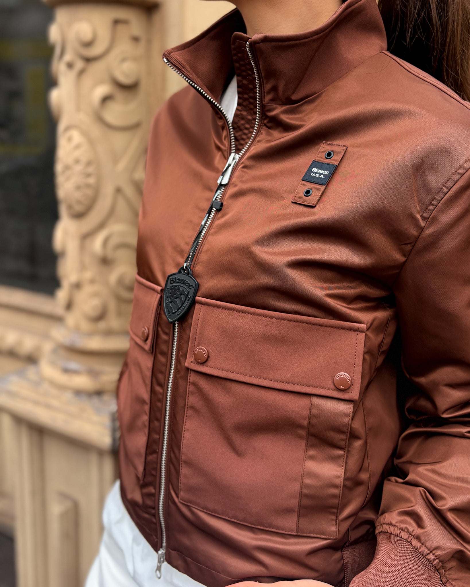 DÁMSKÝ BOMBER BLAUER S CARGO KAPSAMI - 26SBLDC01220007108