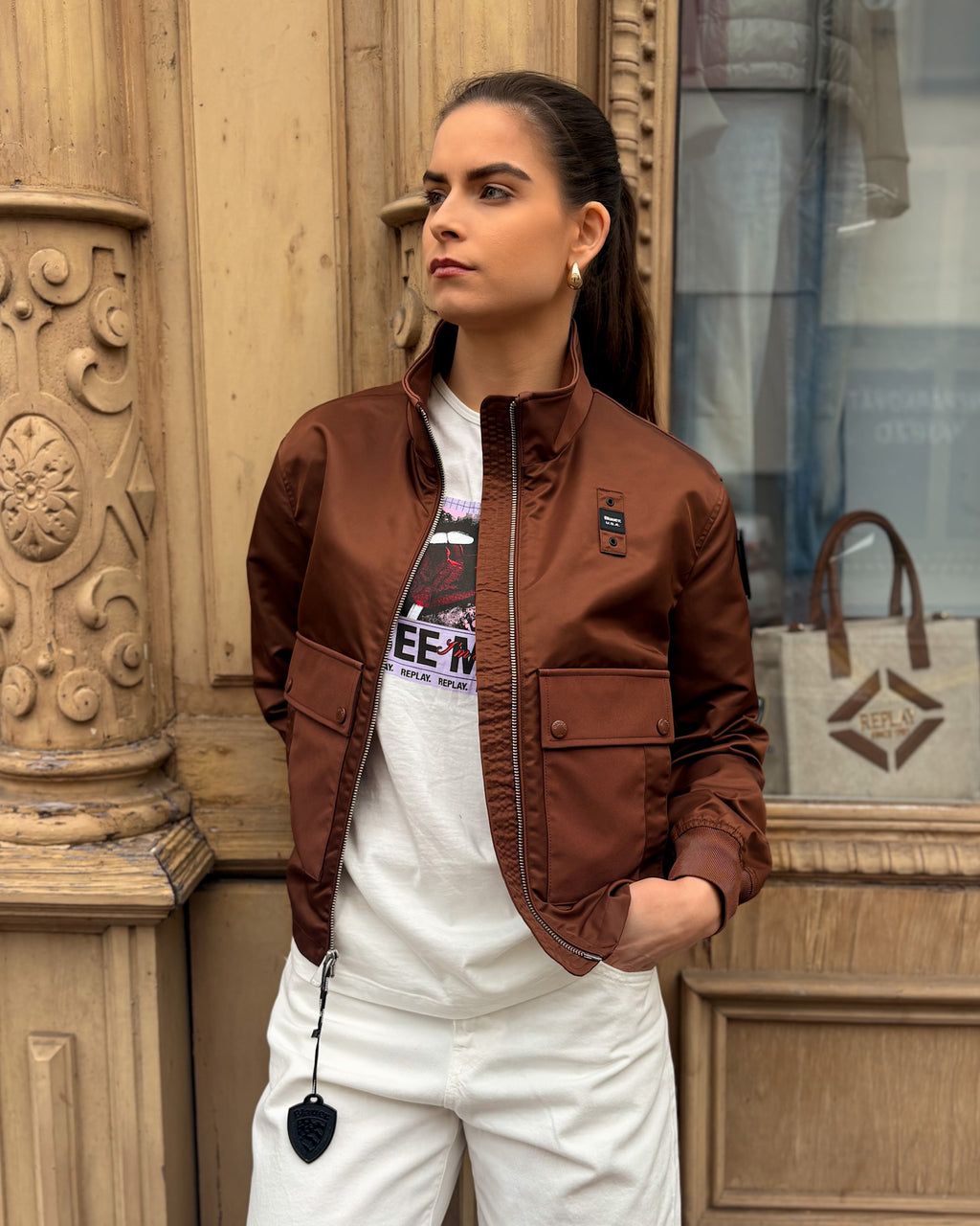 DÁMSKÝ BOMBER BLAUER S CARGO KAPSAMI - 26SBLDC01220007108