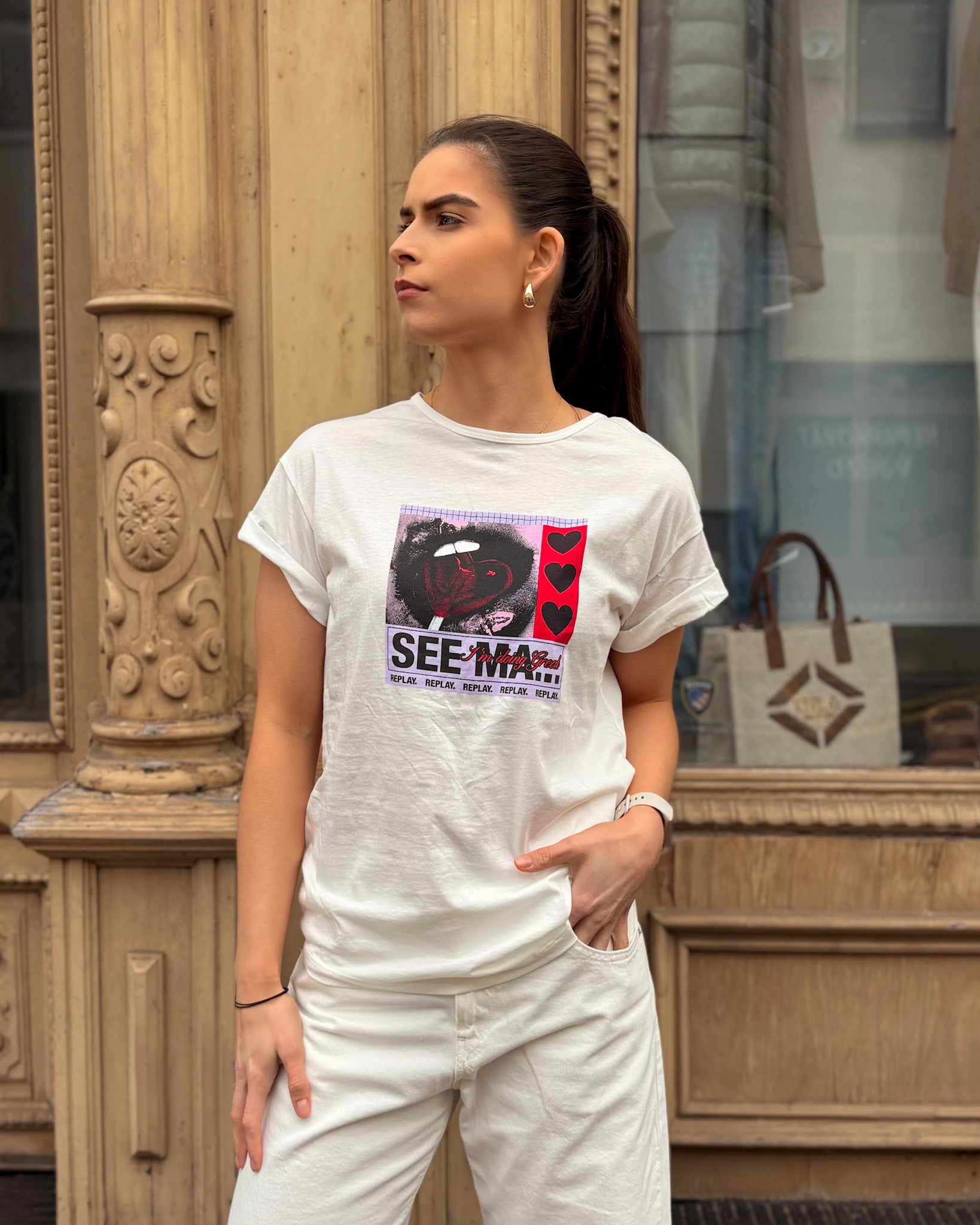 DÁMSKÉ TRIČKO REPLAY S POTISKEM "I'AM DOING GREAT"