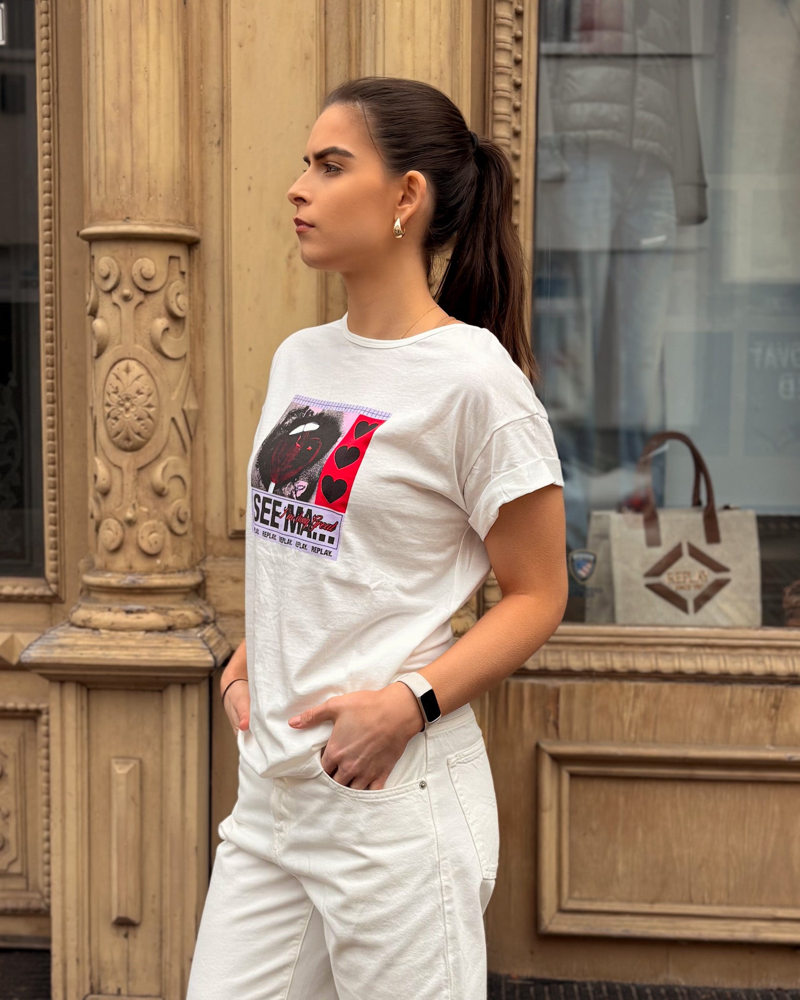 DÁMSKÉ TRIČKO REPLAY S POTISKEM "I'AM DOING GREAT"