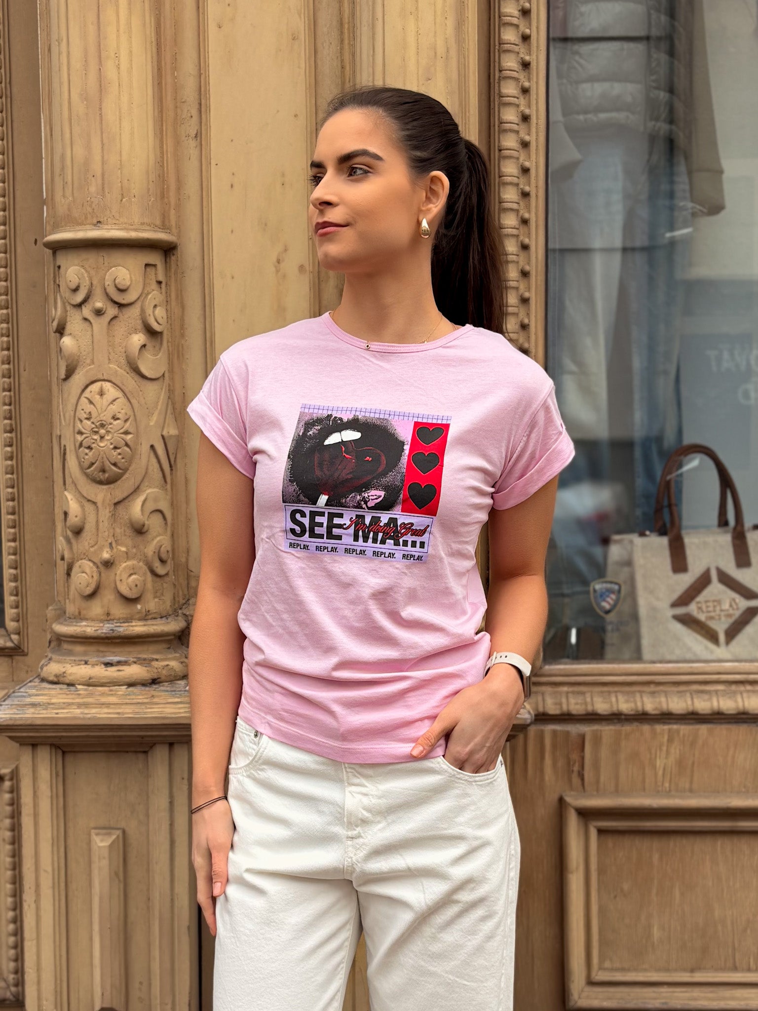 DÁMSKÉ TRIČKO REPLAY S POTISKEM "I'AM DOING GREAT"