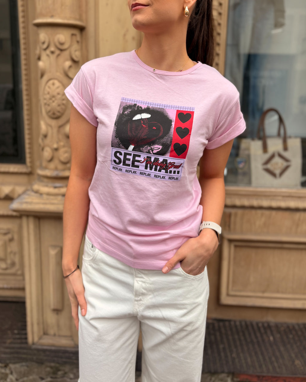 DÁMSKÉ TRIČKO REPLAY S POTISKEM "I'AM DOING GREAT"