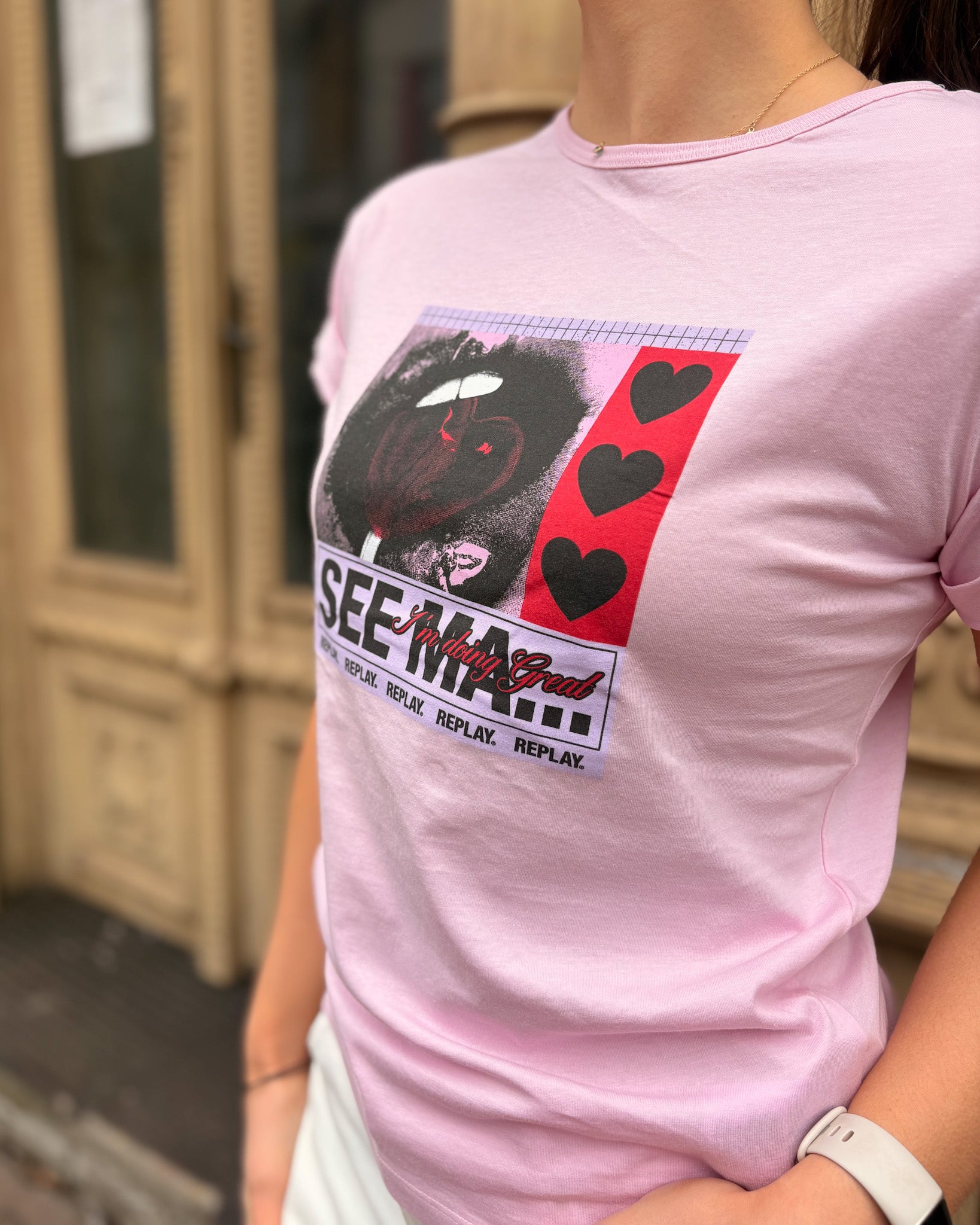 DÁMSKÉ TRIČKO REPLAY S POTISKEM "I'AM DOING GREAT"