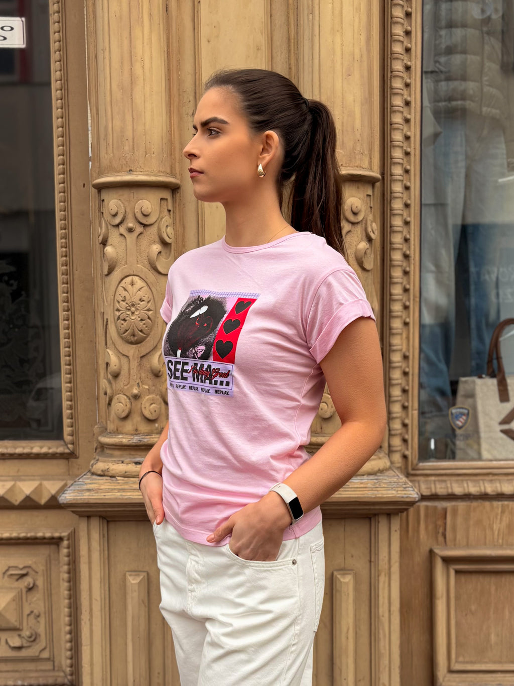 DÁMSKÉ TRIČKO REPLAY S POTISKEM "I'AM DOING GREAT"