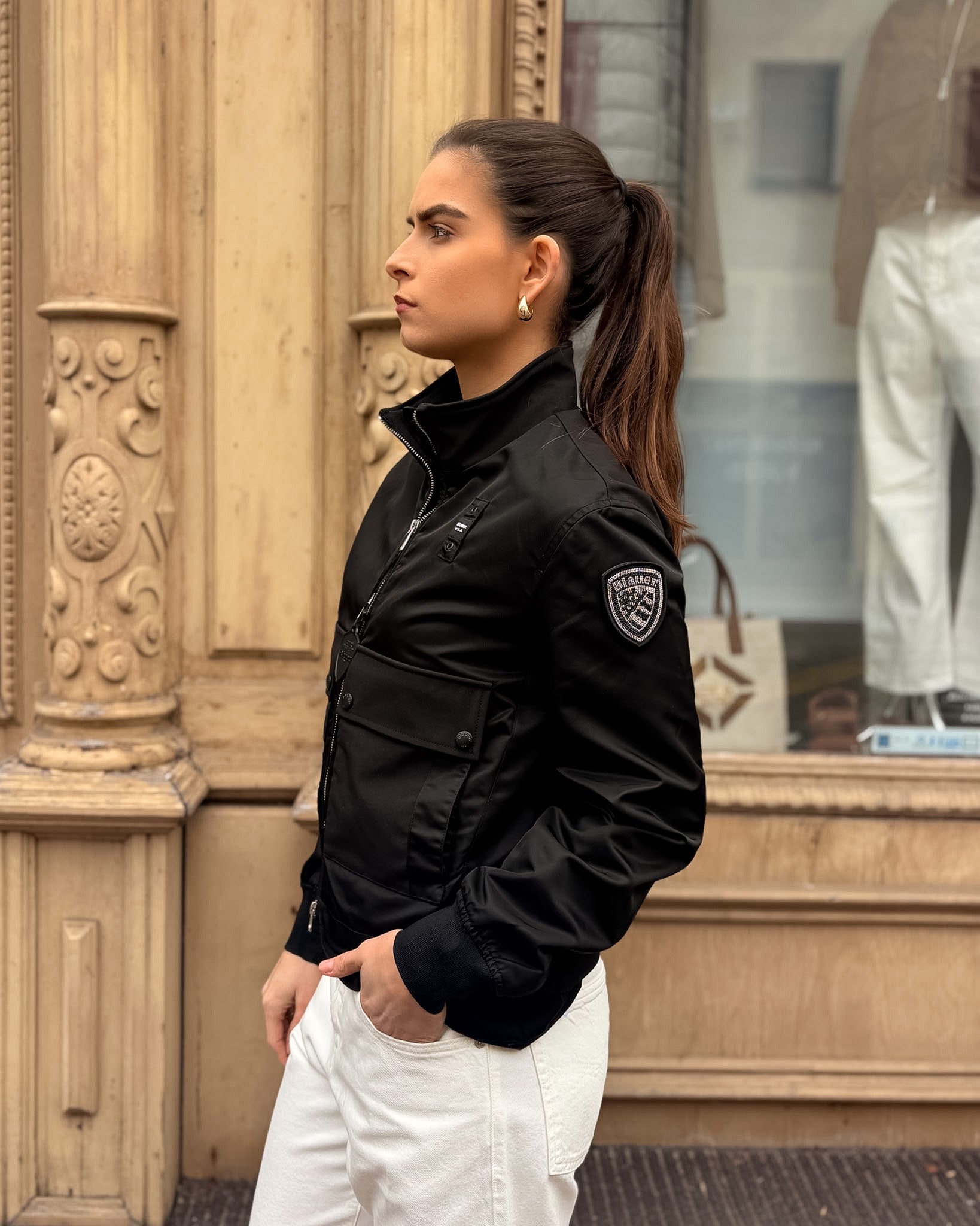 DÁMSKA BLAUER BOMBER BUNDA S CARGO VRECKAMI CARNEY 
