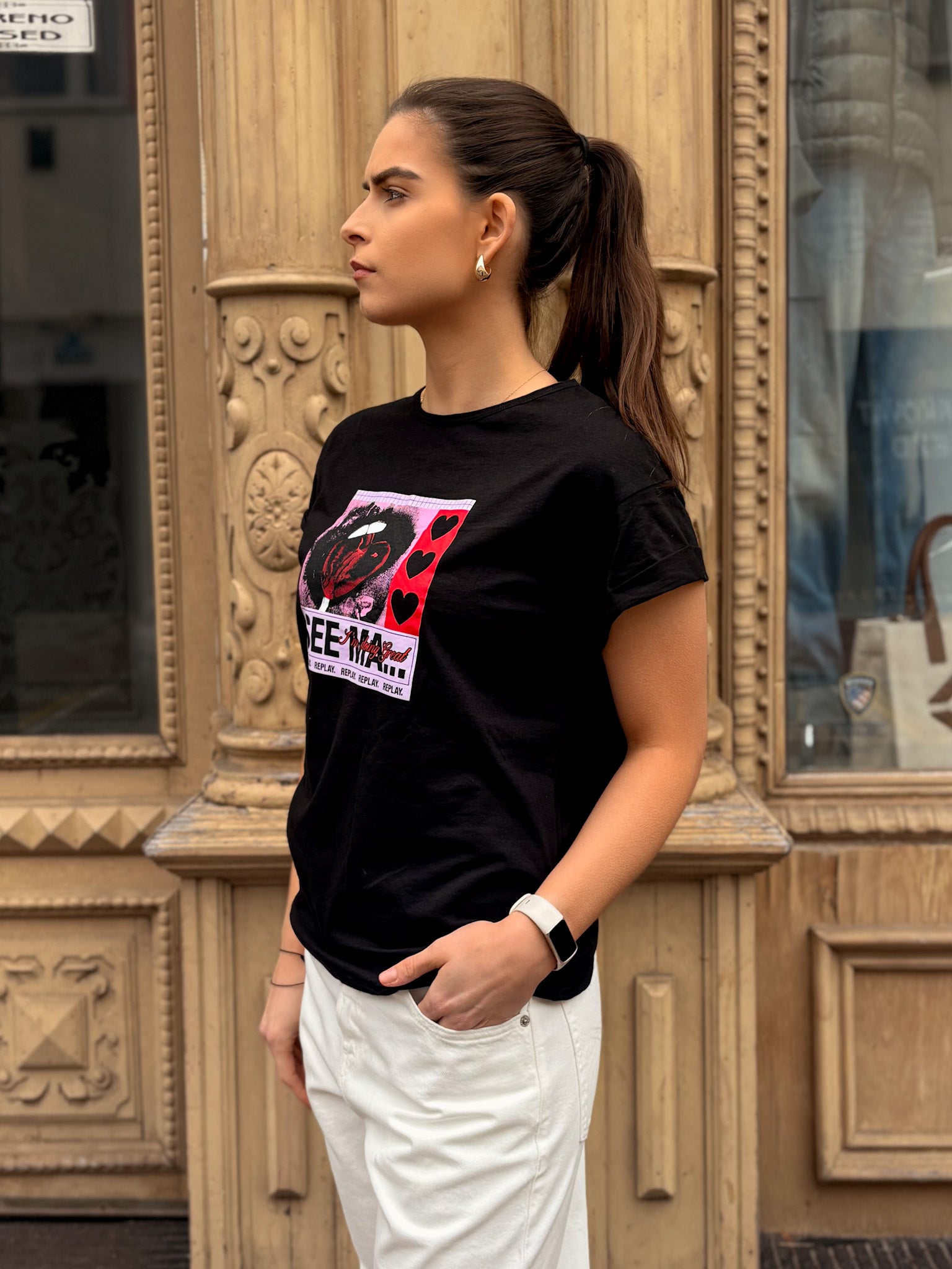 DÁMSKÉ TRIČKO REPLAY S POTISKEM "I'AM DOING GREAT"