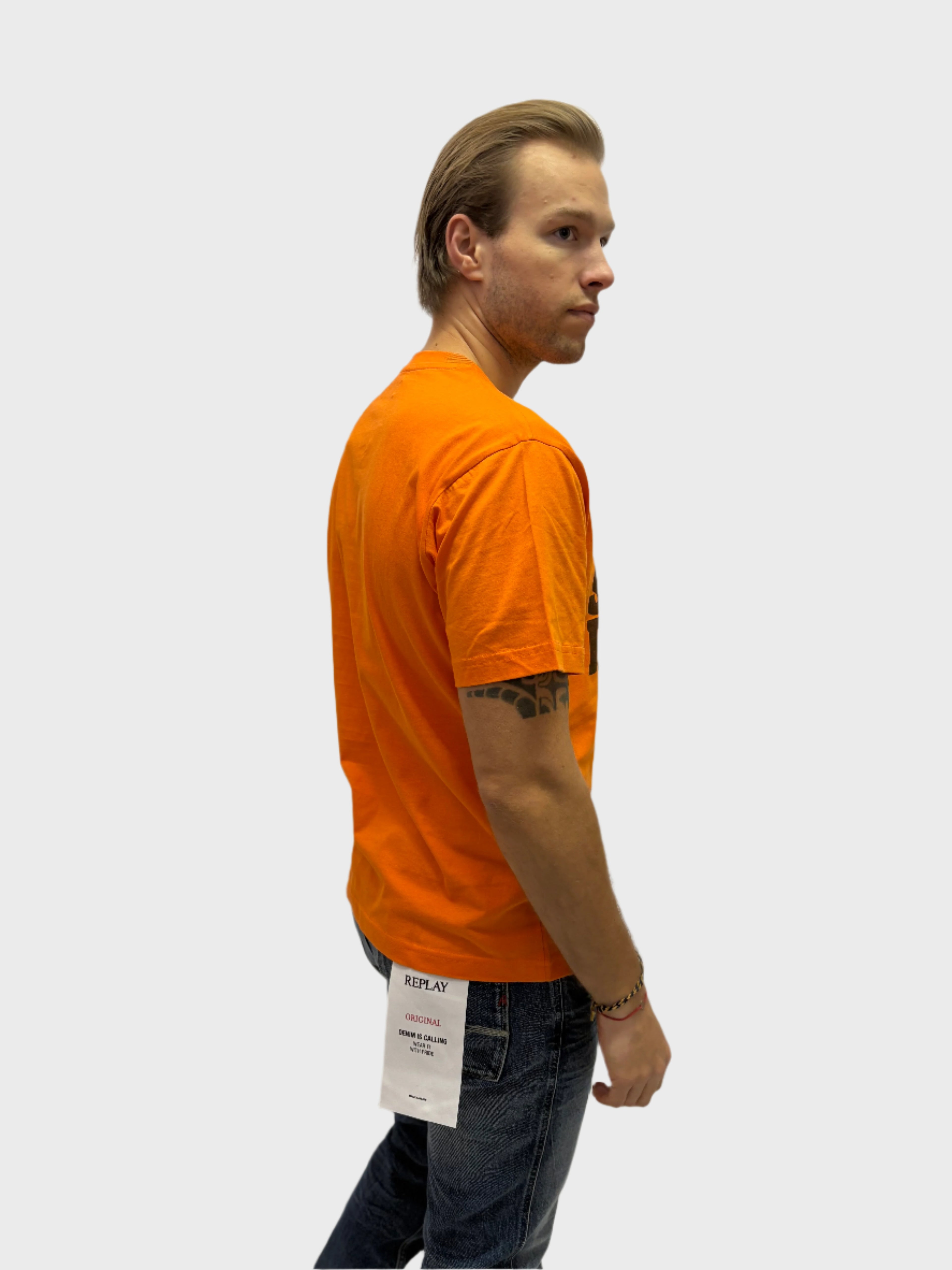 REPLAY PÁNSKE TRIČKO Z BAVLNENÉHO ŽERZEJA S POTLAČOM