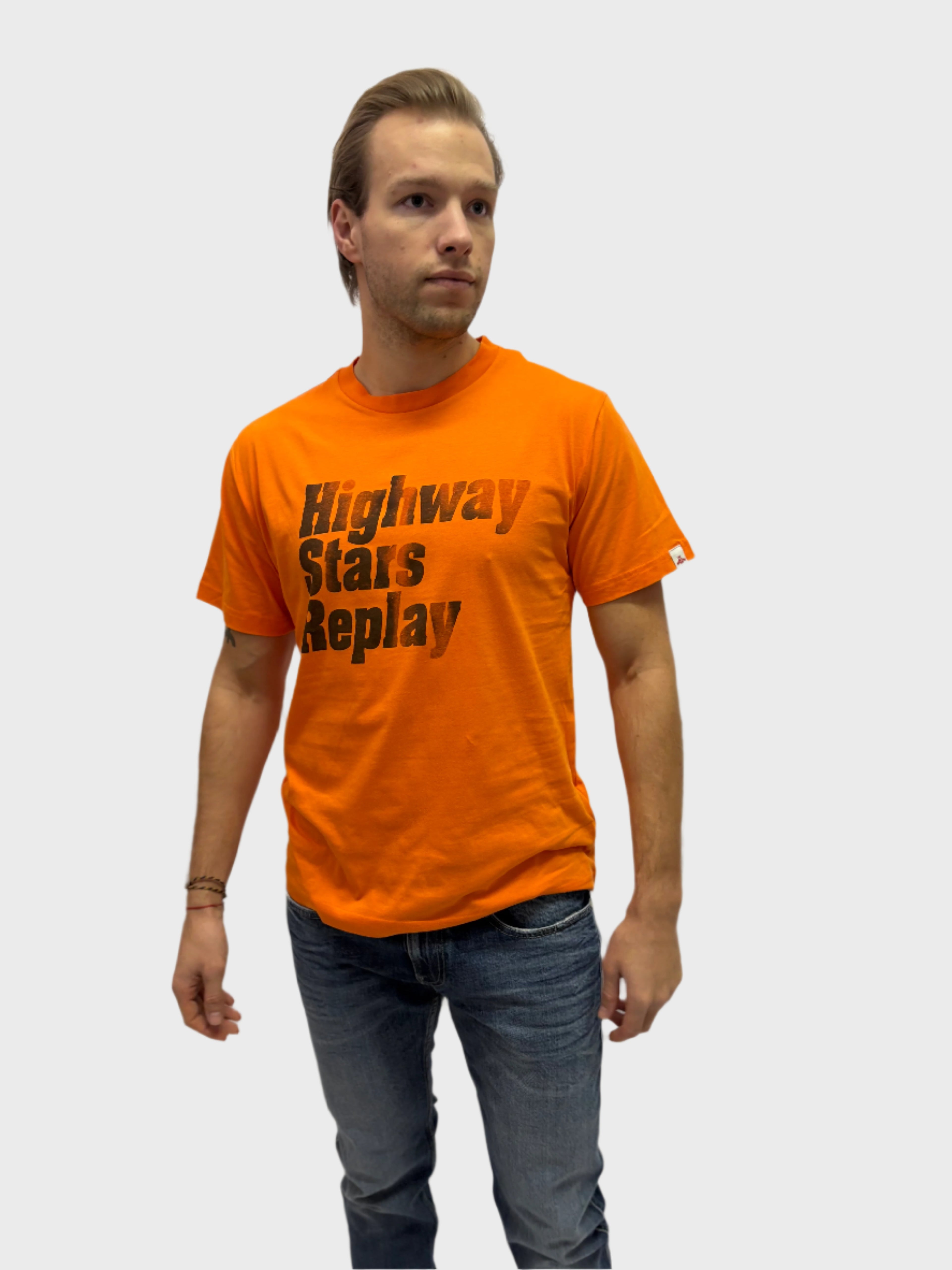 REPLAY PÁNSKE TRIČKO Z BAVLNENÉHO ŽERZEJA S POTLAČOM