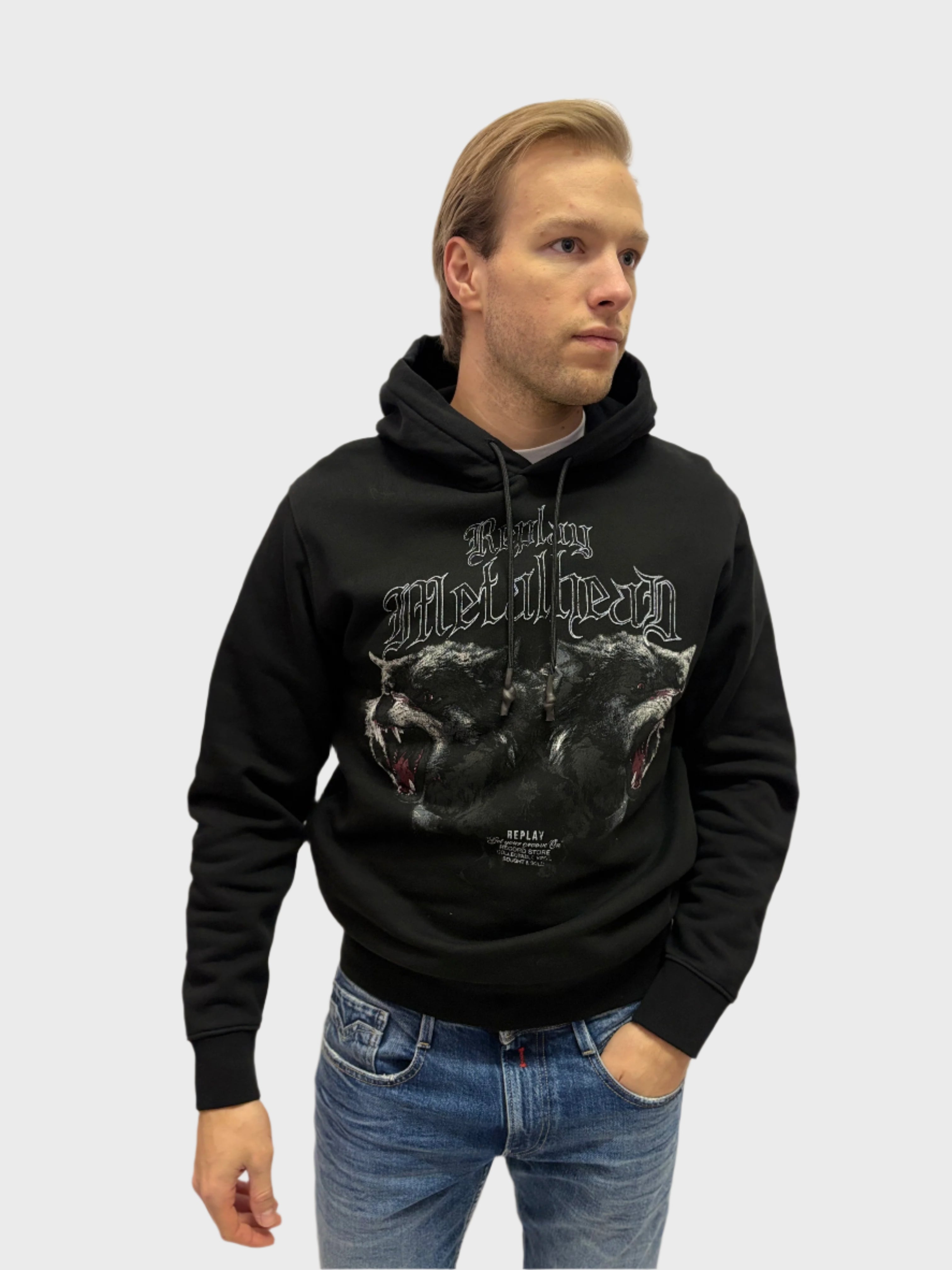 REPLAY PÁNSKA MIKINA S POTLAČOM VLKA 