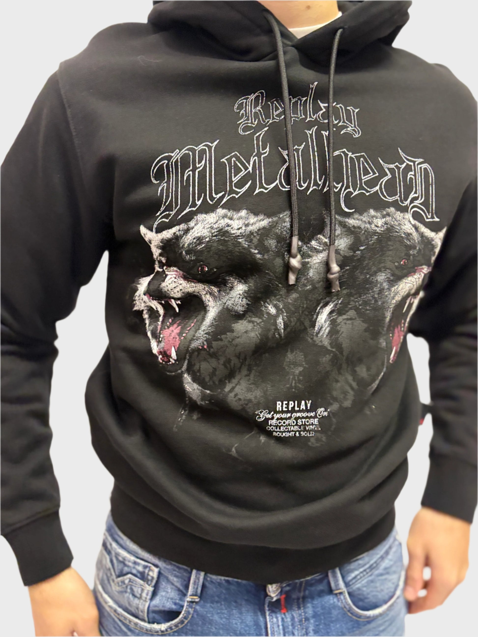 REPLAY PÁNSKÁ MIKINA S POTISKEM VLKA